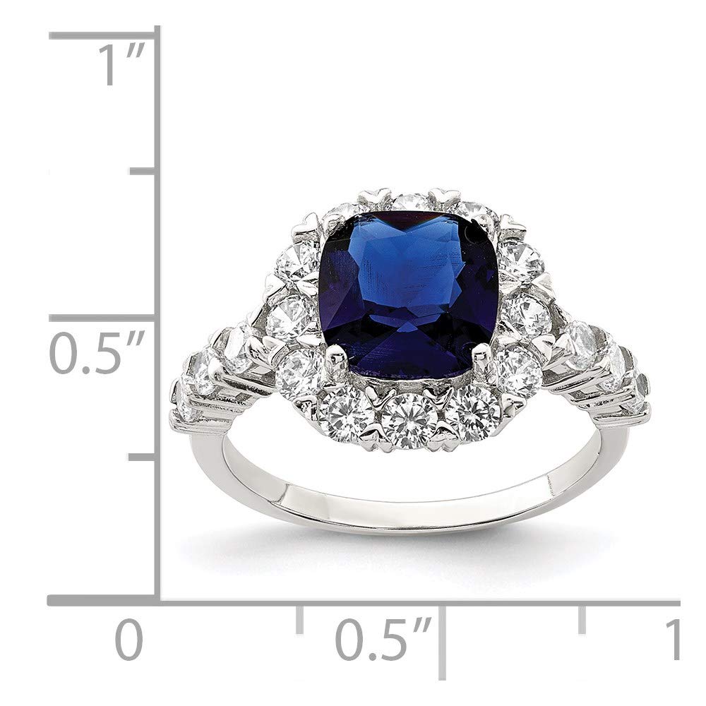 925 Sterling Silver Sapphire Glass & Cubic Zirconia Ring for Women - Elegant Fine Jewelry Gift for Her, Perfect for Anniversary, Birthday & Valentine's Day