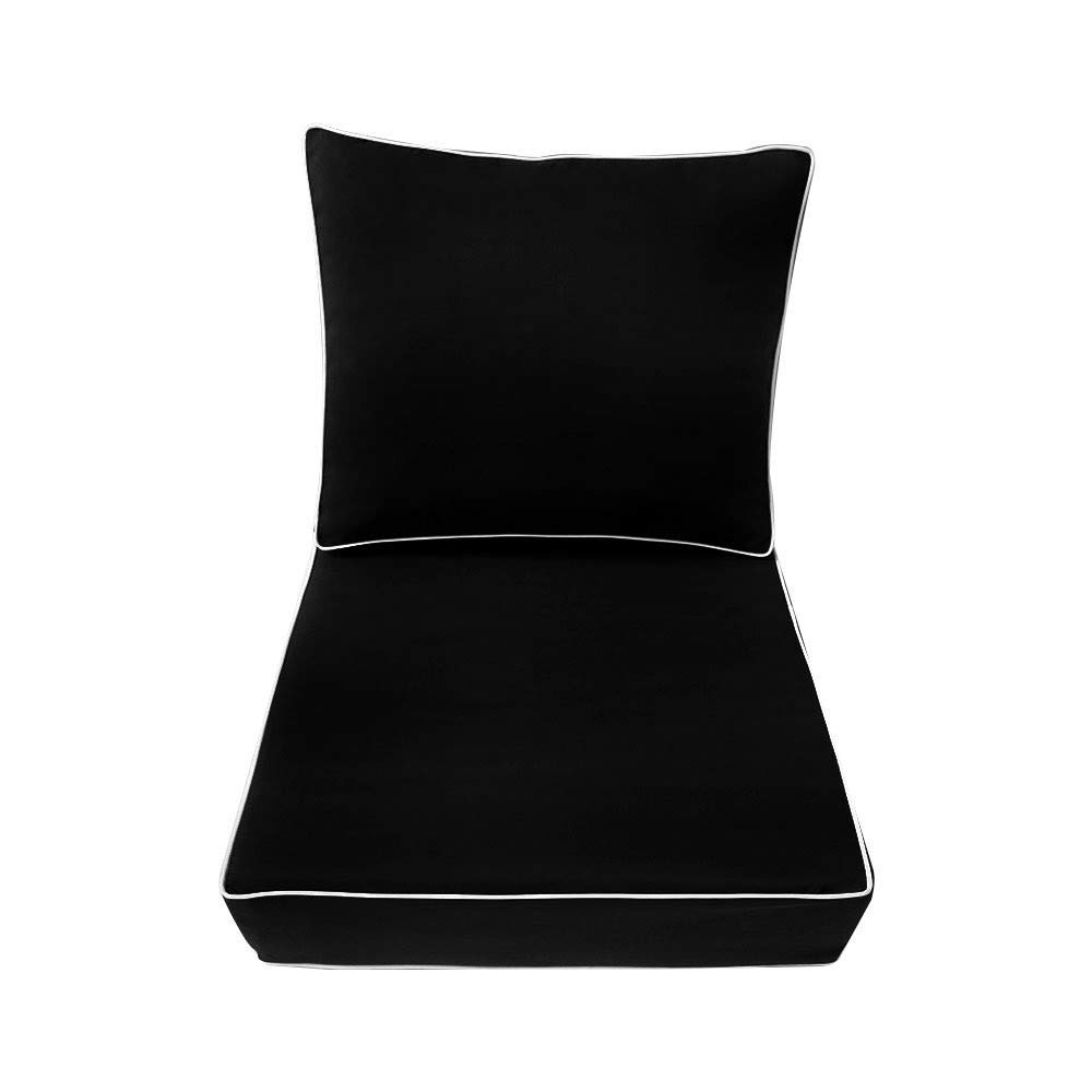 AD109 Contrast Pipe Trim Small 23x24x6 Deep Seat Back Rest Bolster Cushion Insert Slip Cover Set for Sofa, Chair & Home Decor - Comfortable Living Room & Bedroom Accent Pillow Covers