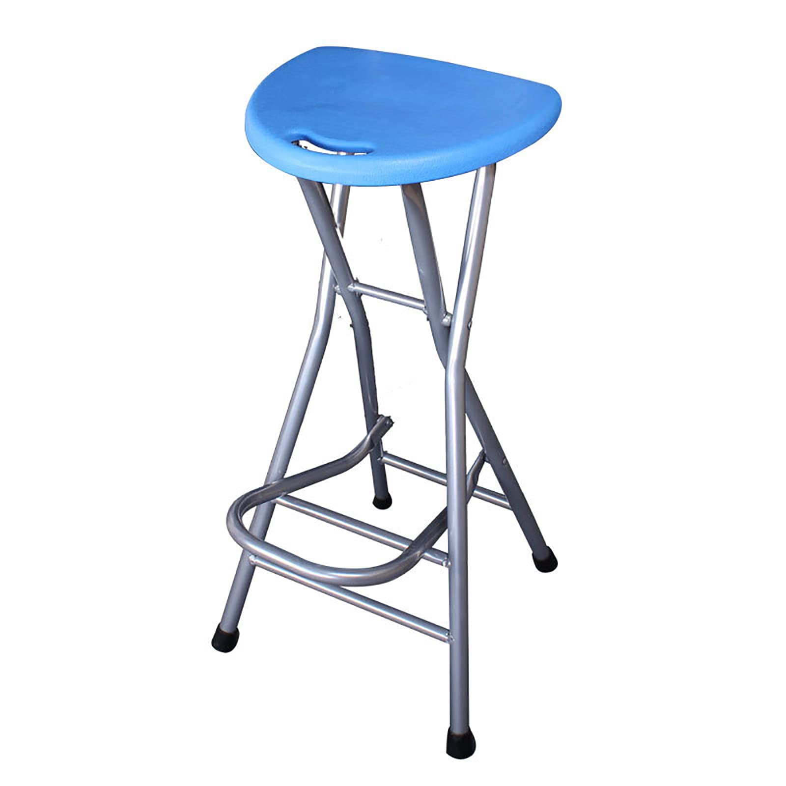Portable Folding Bar Stool - Adjustable Height Counter Stool for Kitchen, Dining & Outdoor Use - Heavy Duty Metal Frame with Thick Cushion - Blue & Red Color Options - Perfect for Home, Bar, Patio & Restaurant