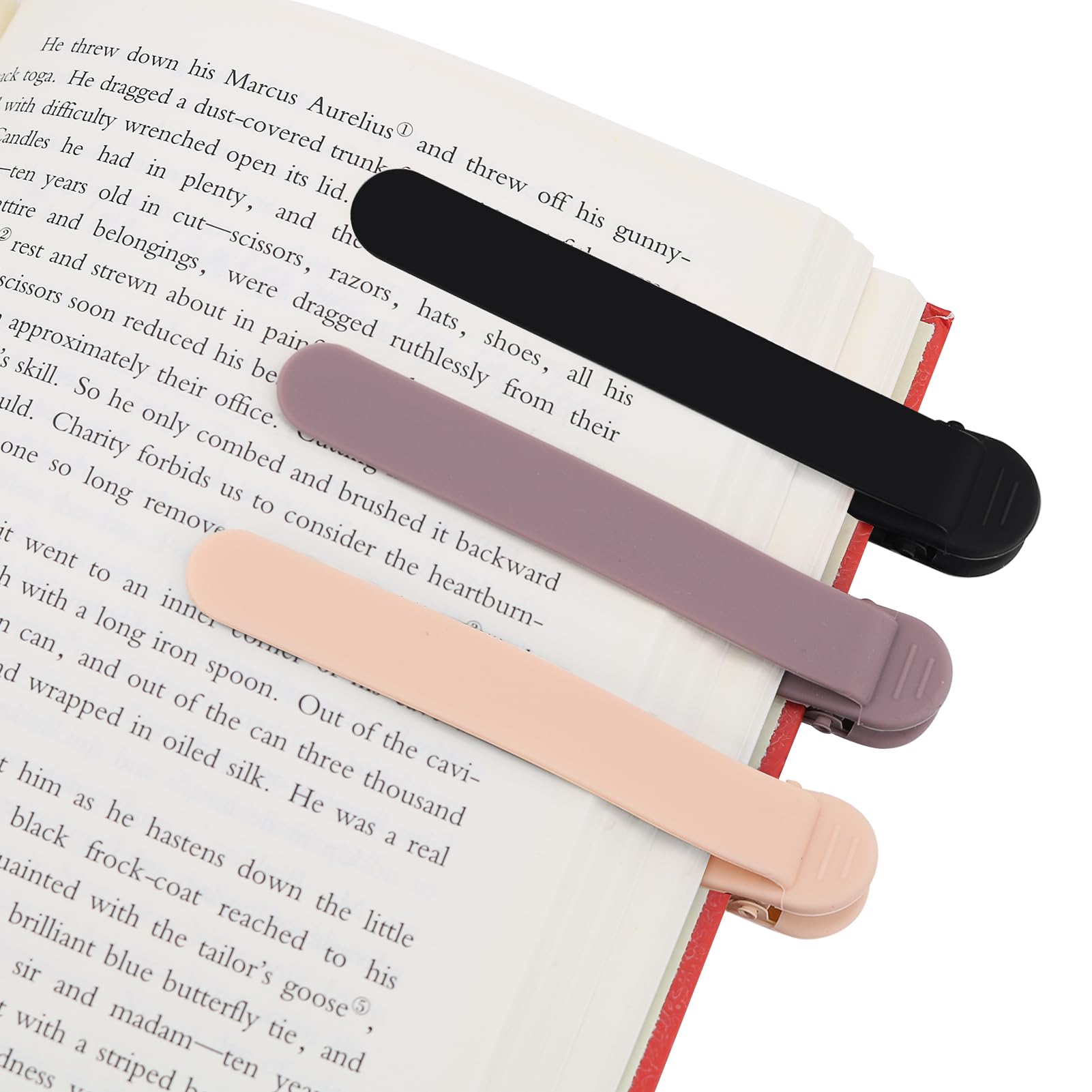 SMUK 3-Piece Automatic Silicone Bookmark Set - Cute & Unique Reading Accessories for Women, Men, Kids & Book Lovers - Perfect Gift for Readers & Bookworms - Ideal for Novels, Textbooks, Journals & Bible Study