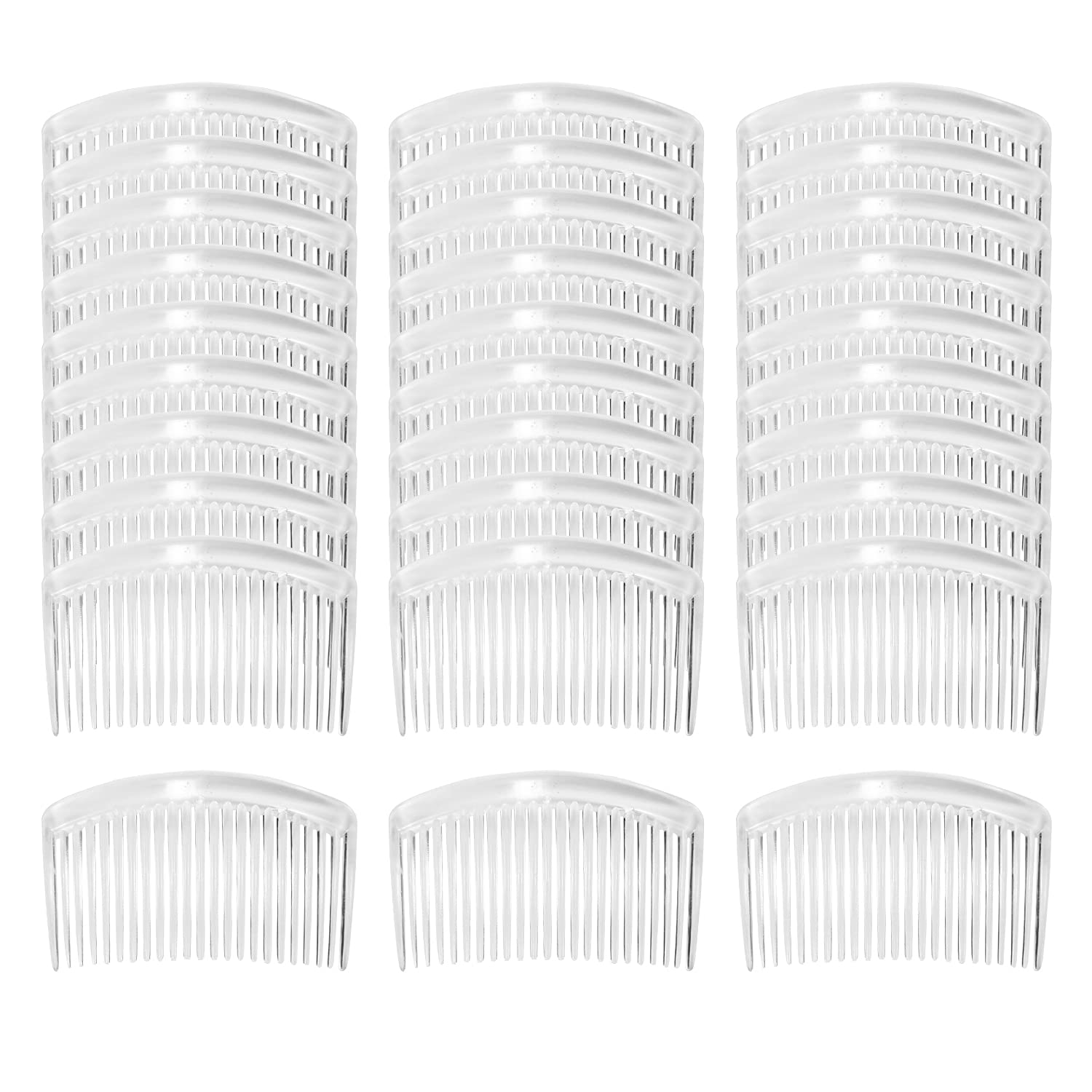 30 Pack 3 Inch White Clear Plastic French Hair Combs - Wedding Bridal Veil Clips, Fine Hair Barrettes with 23 Teeth for Women - Perfect for DIY Hair Accessories, Updos, Buns and Special Occasions