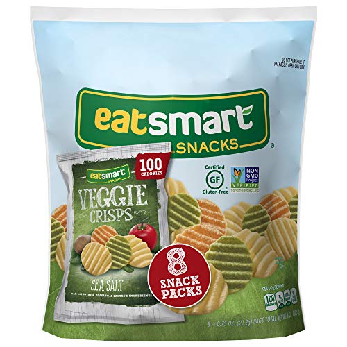 Eatsmart Veggie Crisps with Sea Salt - 100 Calorie Multipack (8 Bags x 6 Packs) | Healthy Low Calorie Snacks for Weight Loss, Office, School & Travel