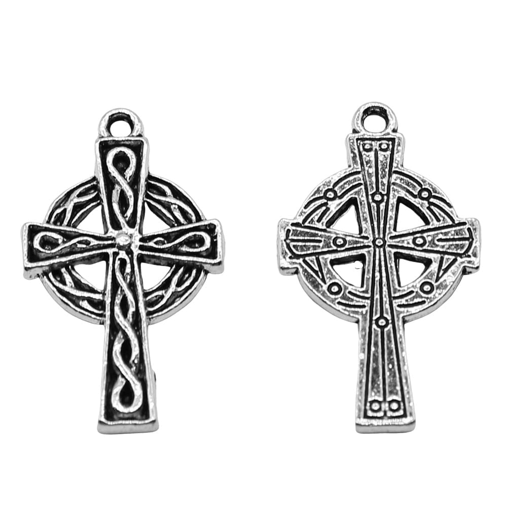 5pcs Antique Silver Cross Charms 17x30mm - DIY Jewelry Making Supplies for Necklace, Bracelet & Craft Projects - Vintage Metal Pendants for Scrapbooking & Gift Decorating