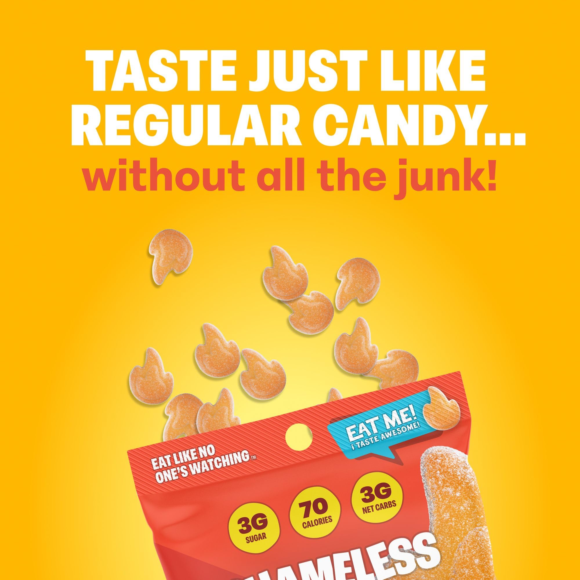 Shameless Snacks - Healthy Low Calorie Keto Gummies (6 Pack Chili Mango Fire) - Gluten Free, Low Carb Candy for Weight Loss | Perfect for Keto Diet, Office Snacking & On-the-Go Energy Boost