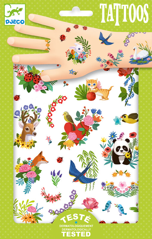 Djeco Kids Temporary Tattoos - 50+ Fun Mixed Designs for Boys & Girls - Safe, Non-Toxic Body Art for Parties, Birthdays & Playtime