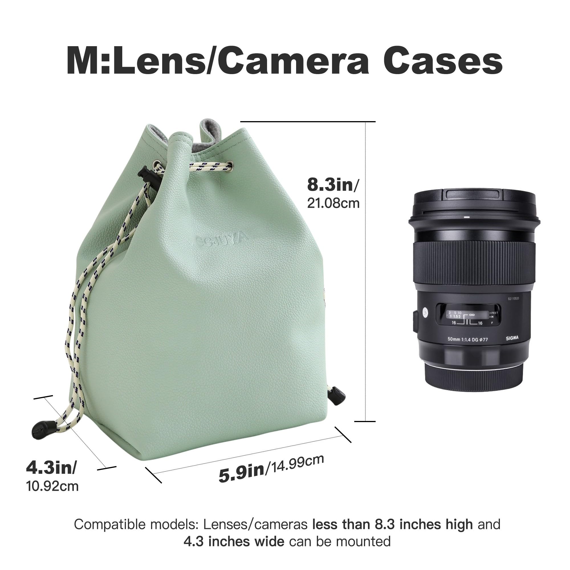 Waterproof Leather DSLR/SLR Camera Bag with Removable Crossbody Strap - Light Green Medium Camera Case for Photography, Travel & Outdoor Shooting - Perfect for Men & Women Photographers