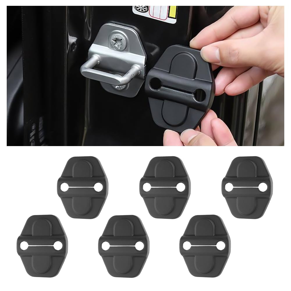 6PCS Black Car Door Lock Cover for Jeep Wrangler JLU 4XE & Gladiator JT - Interior Accessories for Car Decor & Protection
