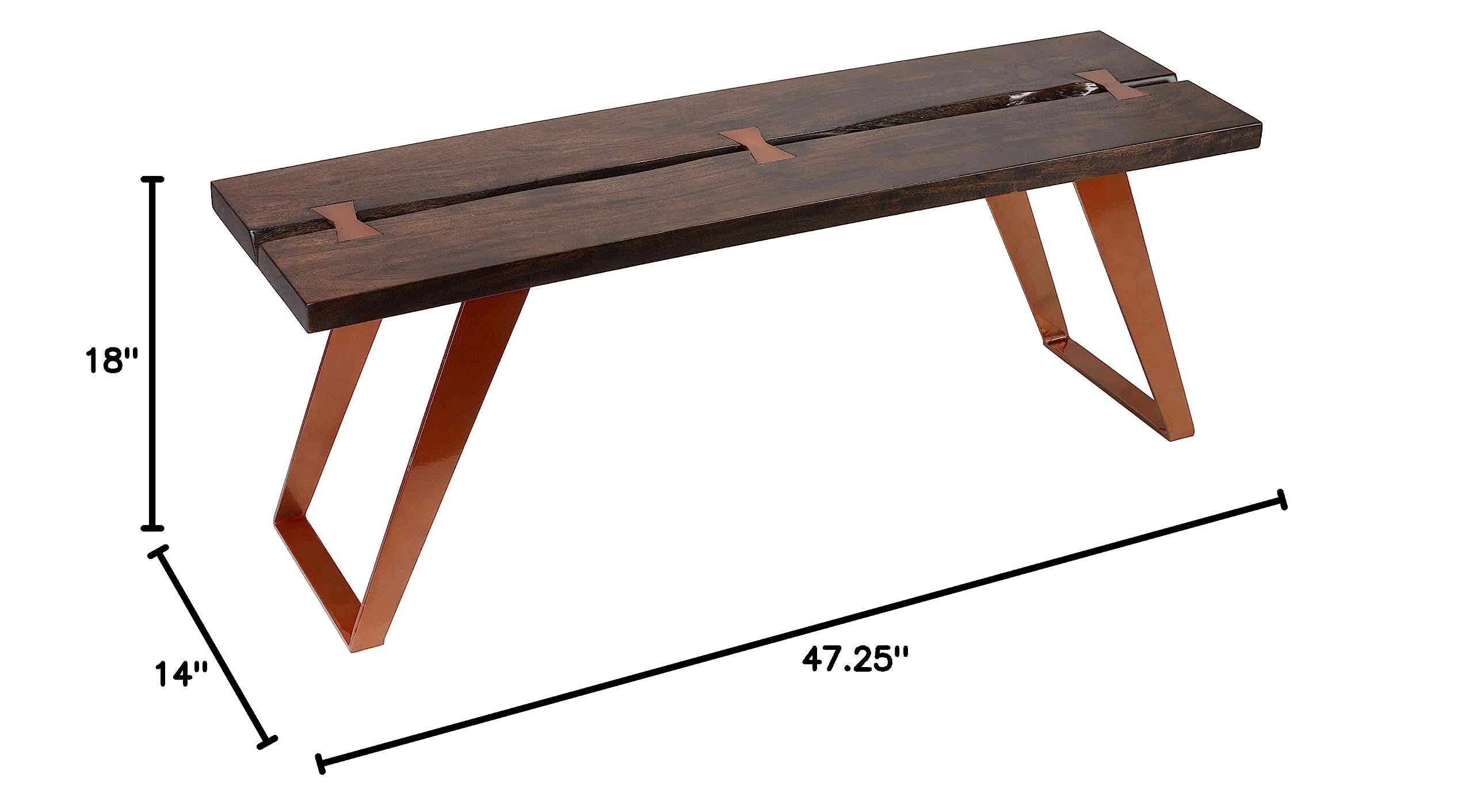 Bare Decor Admiral Dining Bench - Solid Wood Kitchen Bench with Cushion, Rustic Brown - Perfect for Farmhouse Dining Room, Kitchen Island, and Breakfast Nook Seating