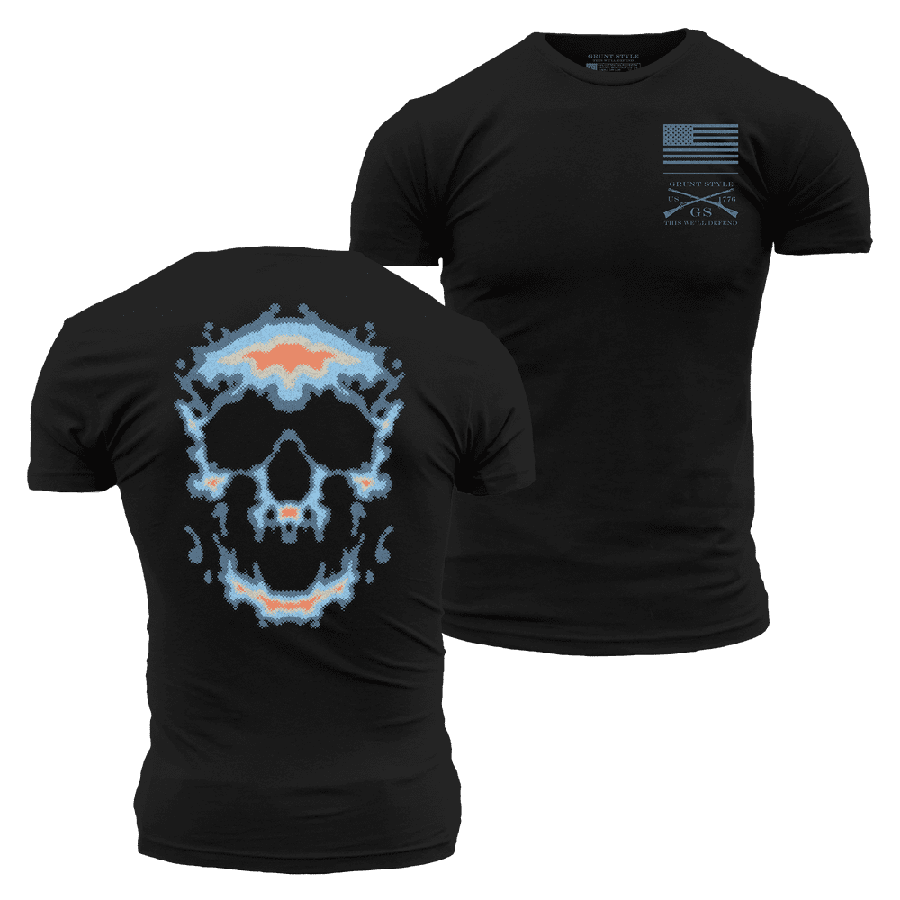 Infrared Skull Graphic T-Shirt for Men - Black Cotton Tee - Perfect for Halloween, Concerts & Streetwear Fashion