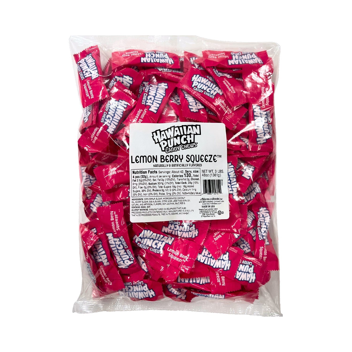 Hawaiian Punch Pink Candy Chews - 3lb Bulk Bag | Tropical Fruit Flavored Soft Chews for Parties, Snacking & Gifting