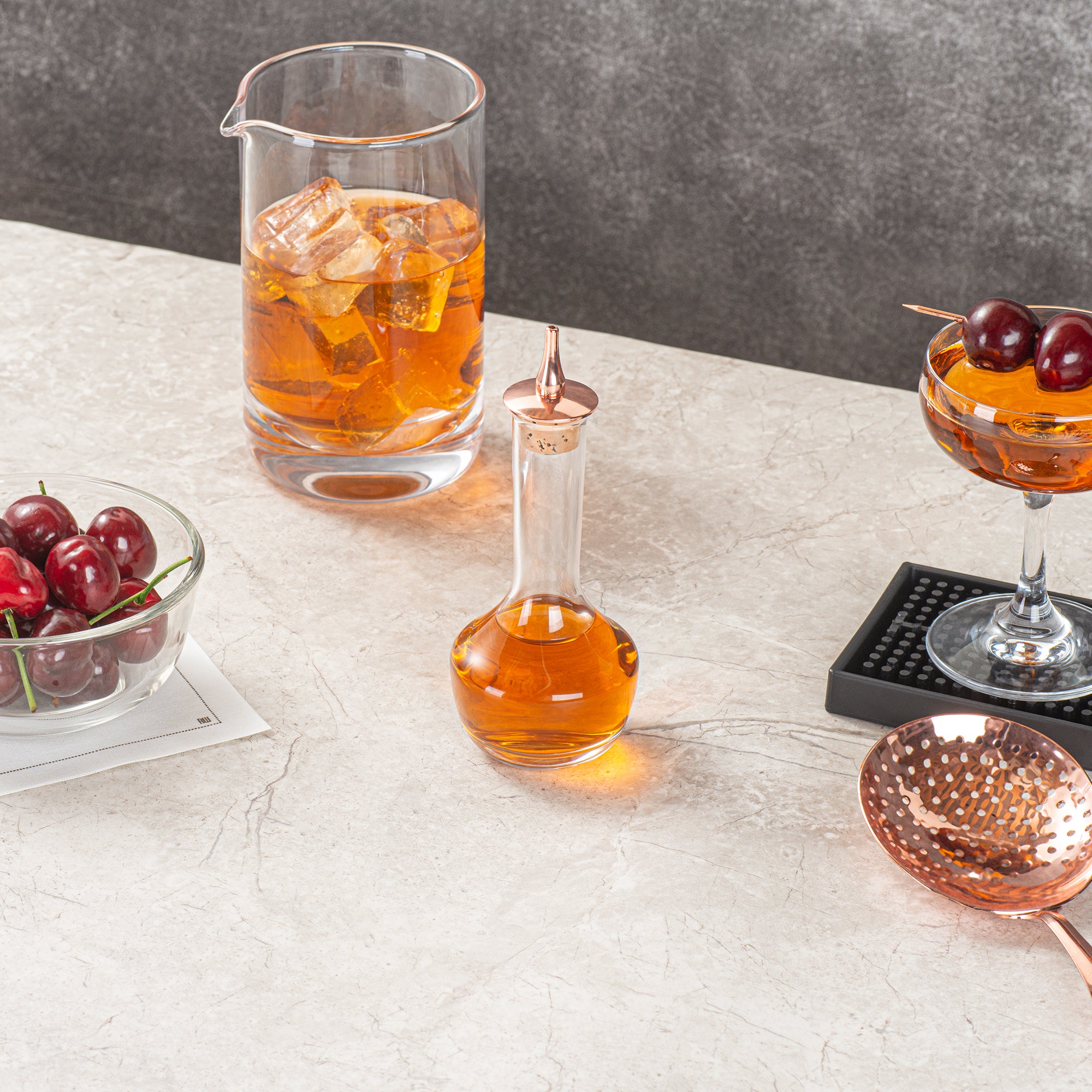 Premium 4 oz Glass Bitters Bottle with Copper Plated Dasher - Modern Bar Accessory for Cocktails, Home Bar & Gifts (5.75