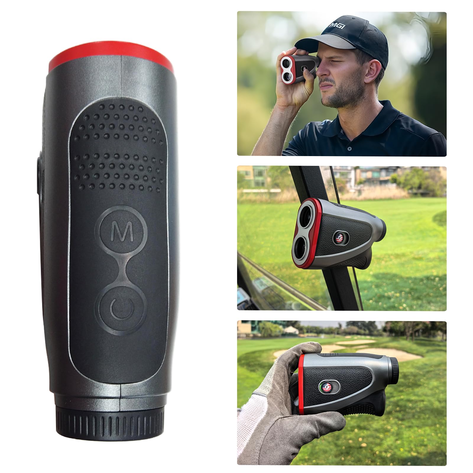 Premium Golf Rangefinder with Slope - 1200 Yard Laser Distance Finder with Flag Lock, Vibration Alert & 7X Magnification | Rechargeable, Magnetic Strip & Textured Faux Leather Case | Perfect for Tournament Play, Hunting & Outdoor Sports