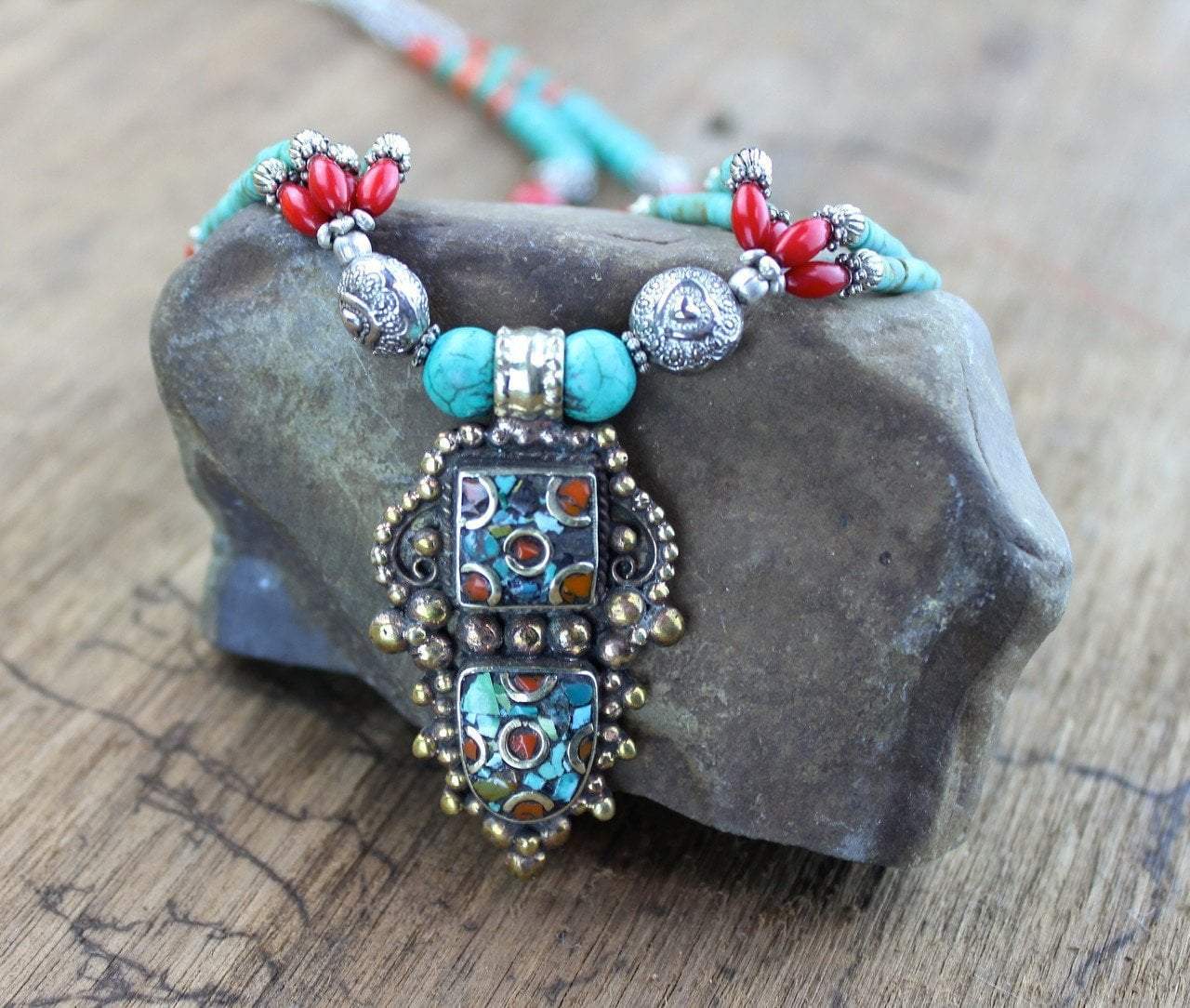 Authentic Gyantse Tibetan Necklace - Handmade Buddhist Prayer Beads for Meditation & Spiritual Protection | Perfect for Yoga, Mindfulness & Cultural Fashion