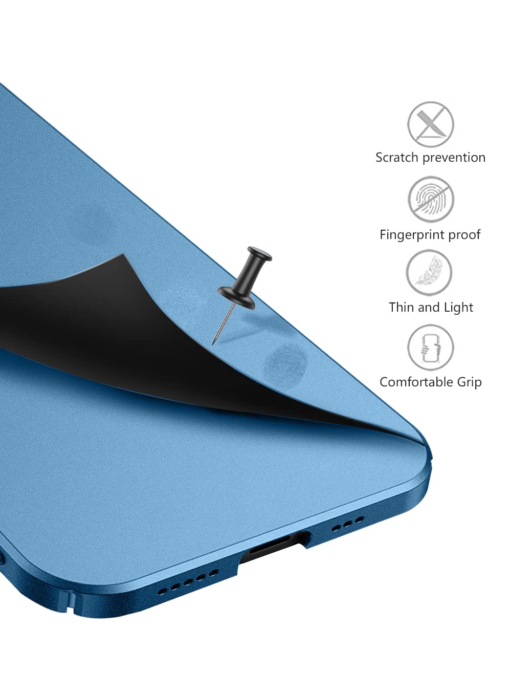 Bastmei Ultra Slim Lightweight Hard PC Case for iPhone 13 Pro Max 6.7 Inch (2021) - Camera Protection Cover | Gravel Blue | Perfect for Everyday Use & Travel Protection