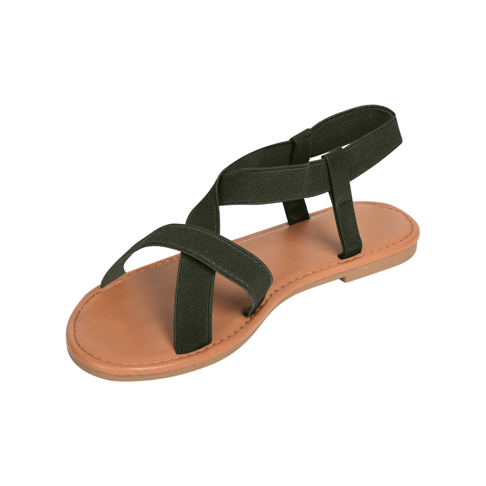 Women's Ankle Strap Flat Sandals - Summer Casual Open Toe Cross Strap Slip-On Slippers - Lightweight Comfortable Gladiator Sandals for Women - Perfect for Beach, Vacation & Everyday Wear