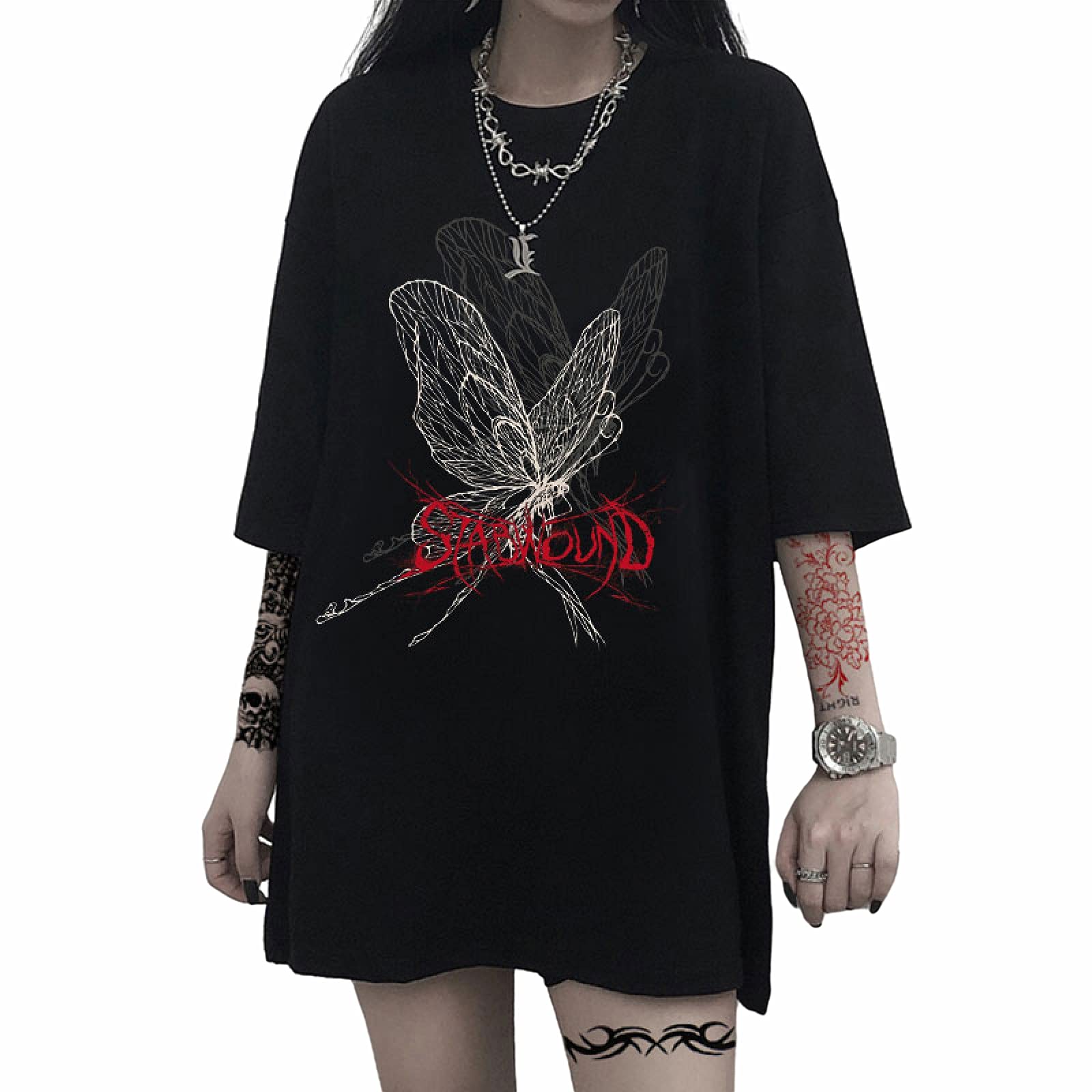 Goth Black Women's T-Shirt - Y2K Harajuku Punk Top for Anime & Streetwear