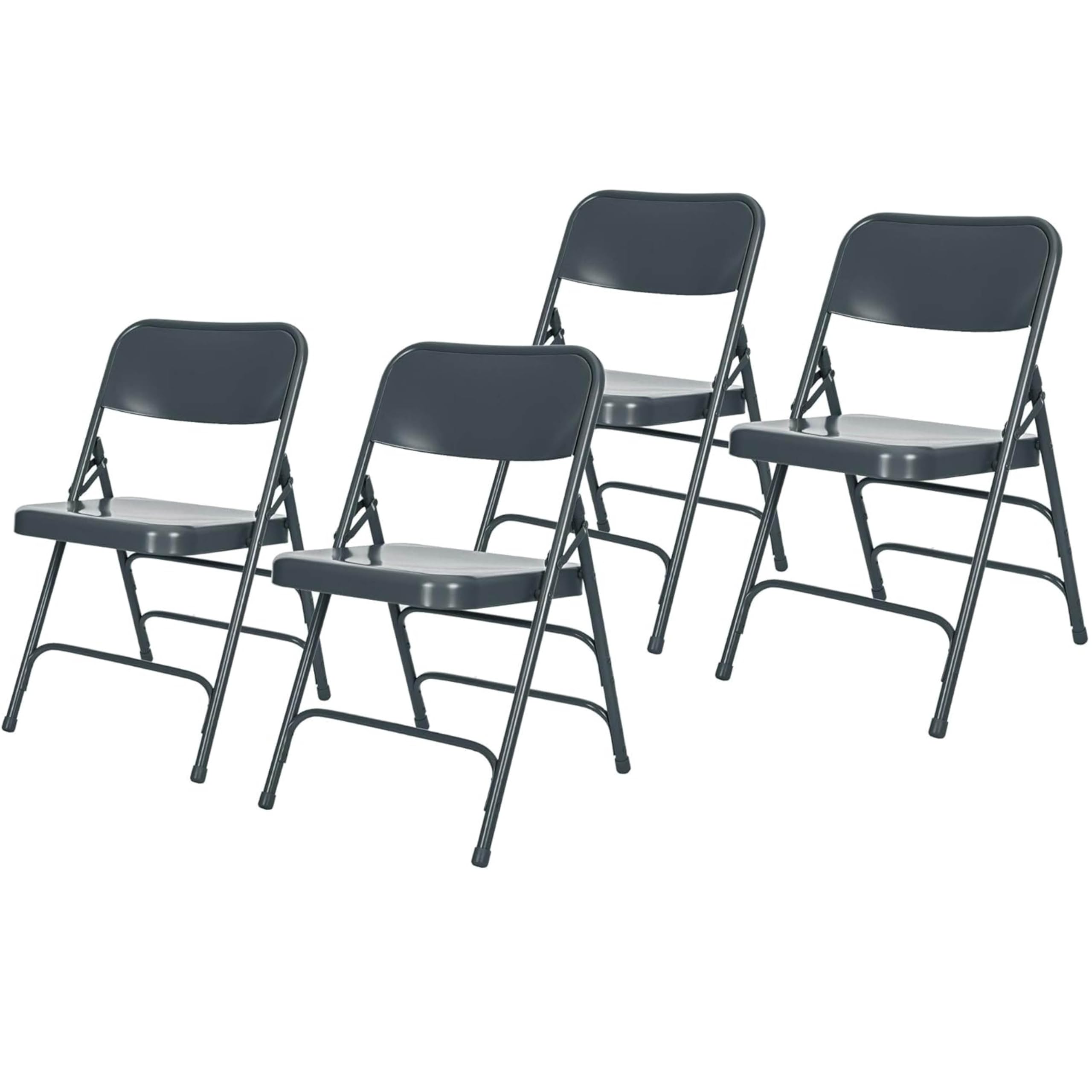 National Public Seating 300 Series Heavy-Duty Steel Folding Chairs - Set of 4 Premium Portable Foldable Chairs for Indoor & Outdoor Use - Comfortable, Durable Institutional-Grade Blue Chairs - Perfect for Events, Camping, Picnics & Home Use