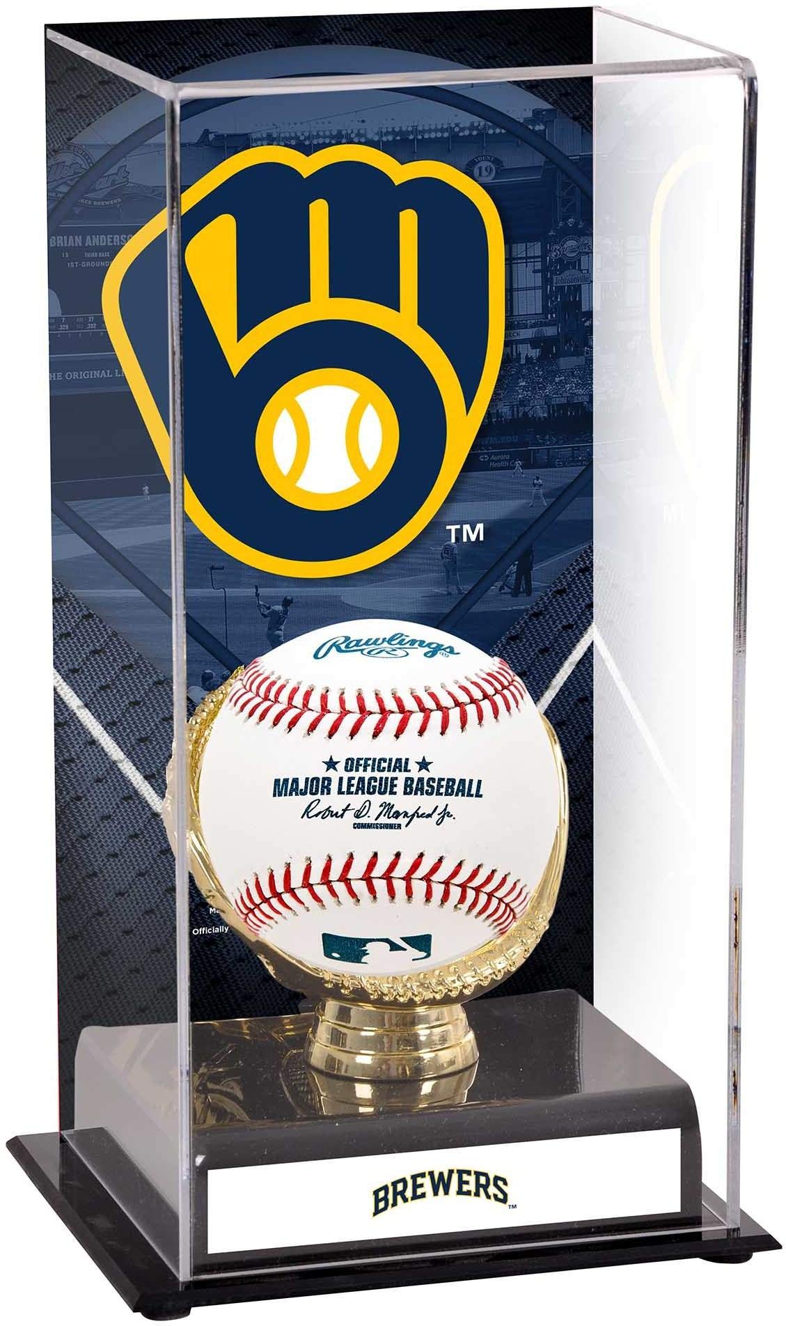 Milwaukee Brewers Sublimated Baseball Logo Display Case - Premium Collectible Memorabilia for Fans & Home Decor | Perfect for Sports Bars, Man Caves & Gifts