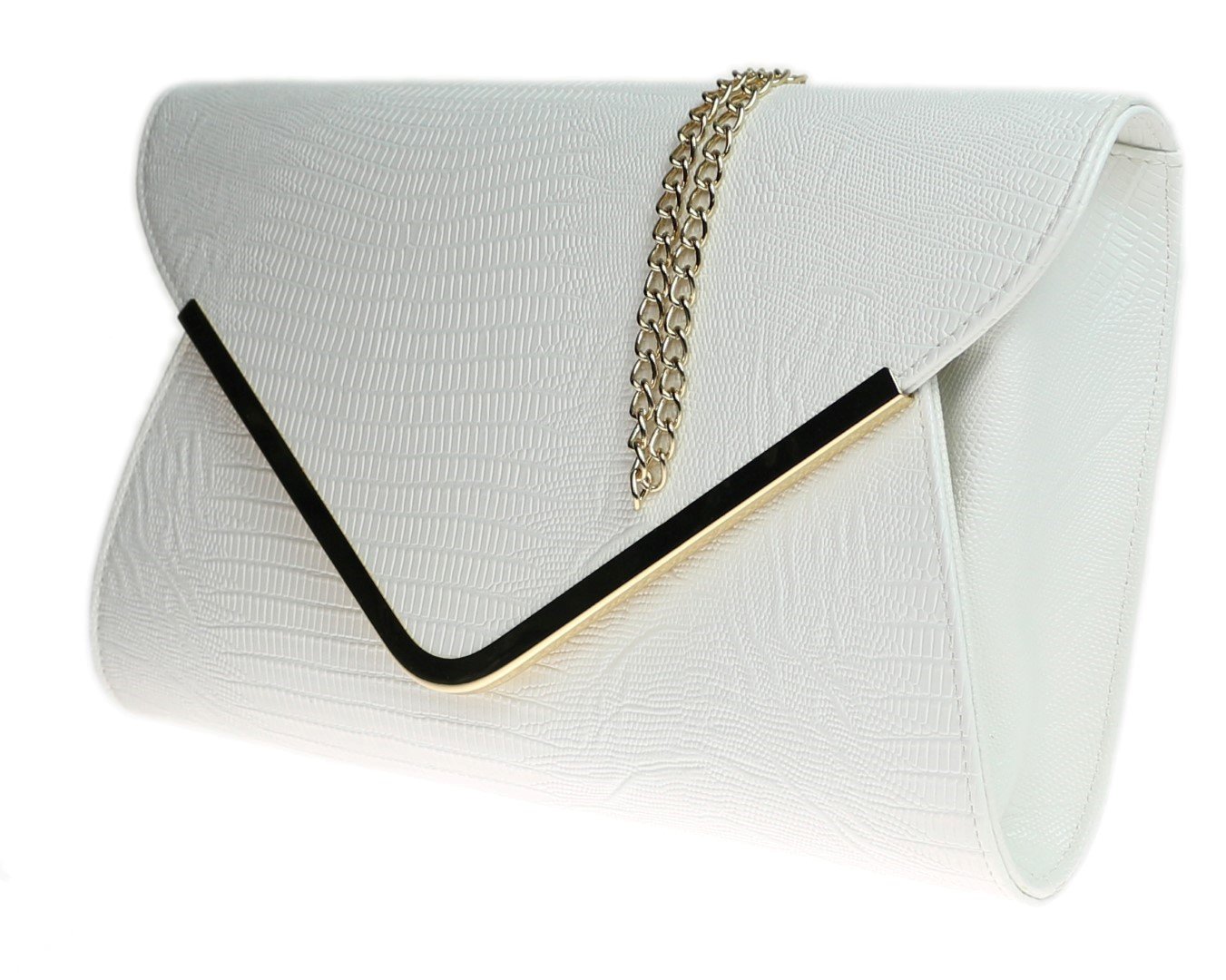 Stylish Women's Animal Print Crocodile Embossed Evening Clutch Bag - Elegant Flat Envelope Purse for Parties, Weddings & Night Out