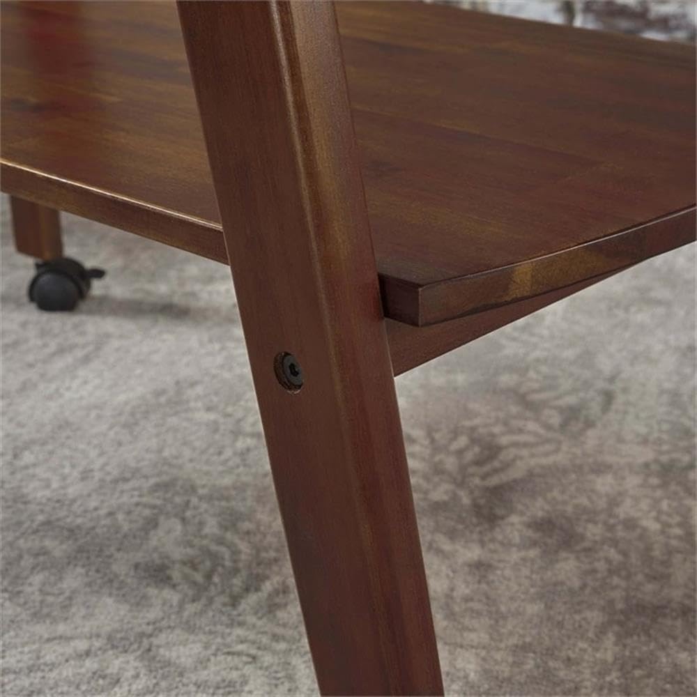 Noble House Cadman Acacia Wood Bar Cart - Indoor Rolling Drink Trolley in Rich Mahogany Finish | Perfect for Home Bar, Living Room, and Party Serving