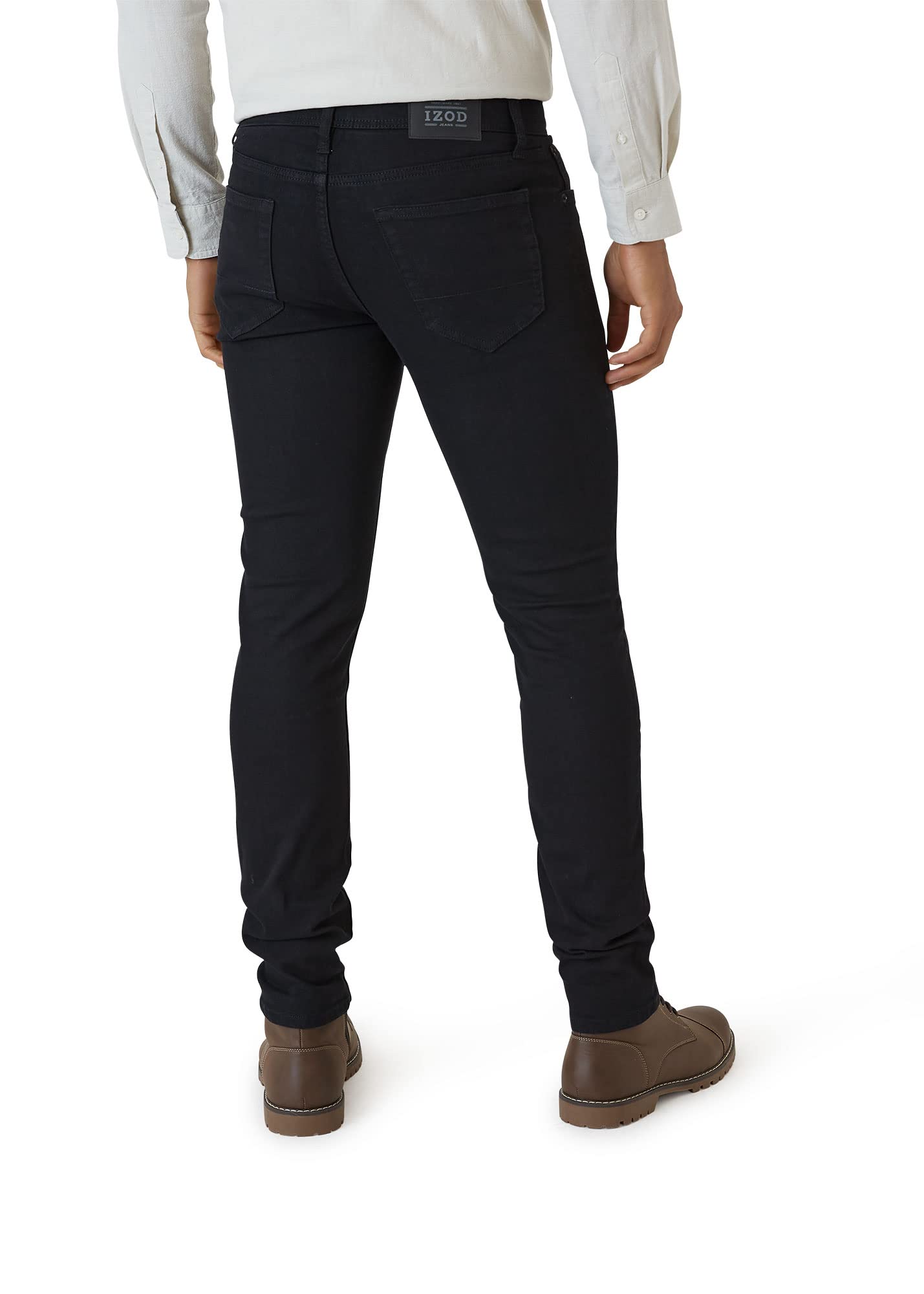 IZOD Men's Slim Fit Comfort Stretch Denim Jeans - Classic Blue Denim Pants with Flexible Fabric for Casual Wear & Everyday Comfort