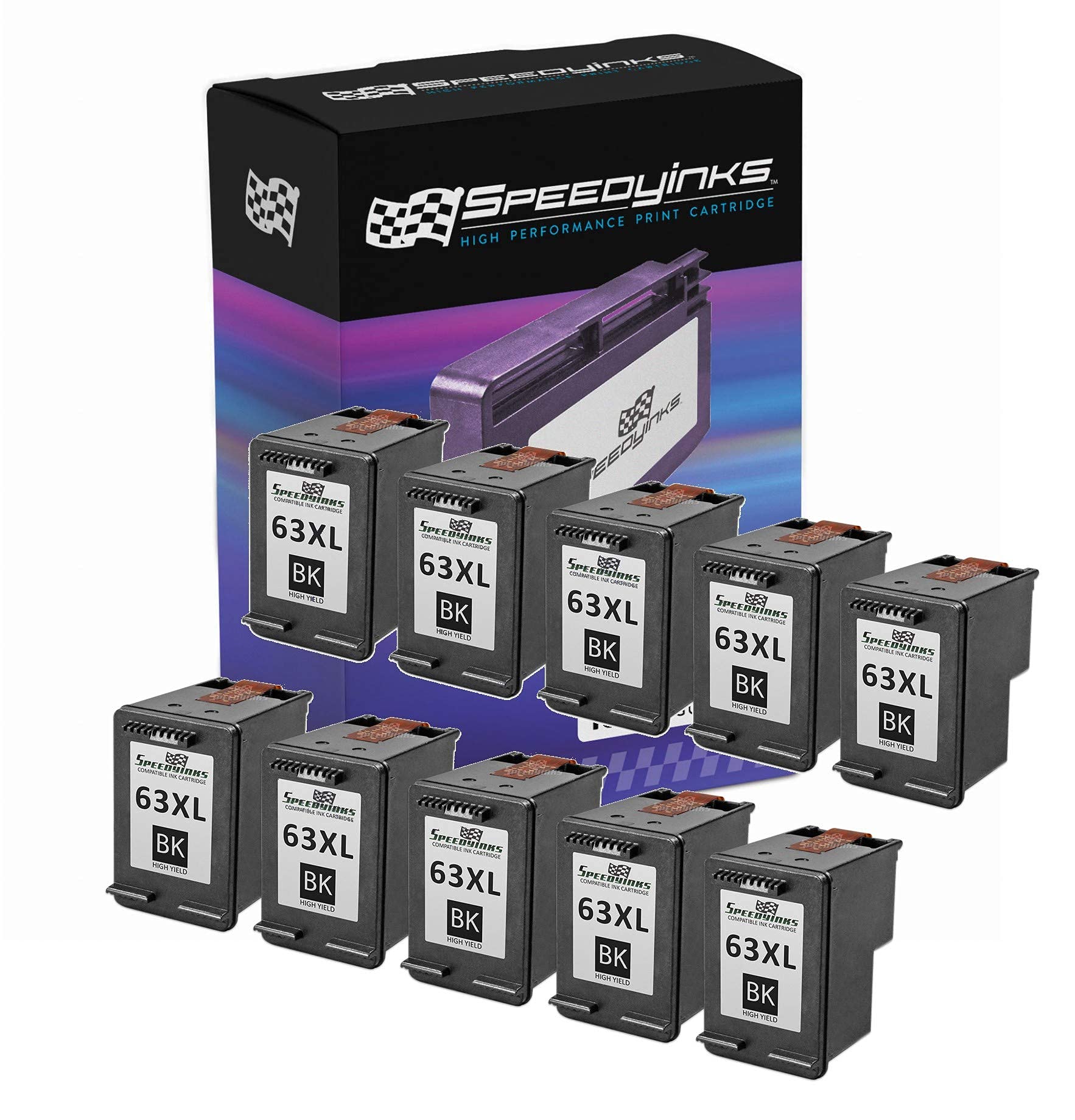 High-Yield Remanufactured HP 63XL F6U64AN Ink Cartridge Replacement (Black, 10-Pack) - Compatible with HP DeskJet 2130, Envy 4520, OfficeJet 3830, Deskjet 3632 & More - Perfect for Home & Office Printing