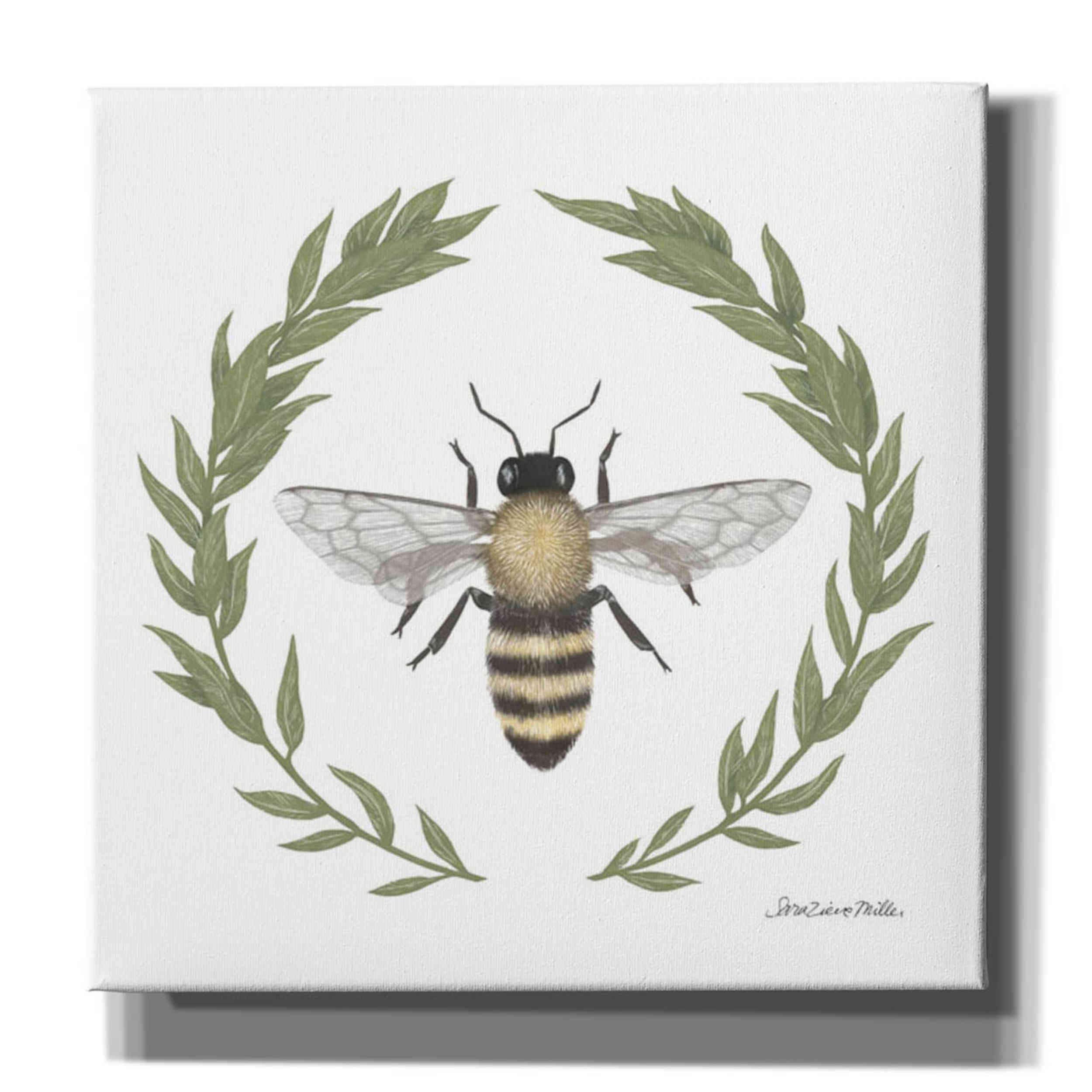 Happy to Bee Home I by Sara Zieve Miller - 37x37 Inch Canvas Wall Art for Living Room, Bedroom & Office Decor - Modern Bee Painting Home Décor