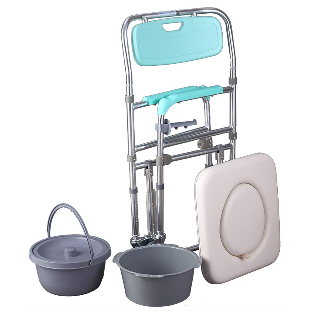 Adjustable Rolling Shower Chair for Elderly - Mobile Wheelchair with Padded Toilet Seat, Bedside Commode & Bathroom Transport - Supports Up to 180kg/400lbs - Ideal for Seniors, Disabled & Post-Surgery Recovery (Home & Healthcare Use)