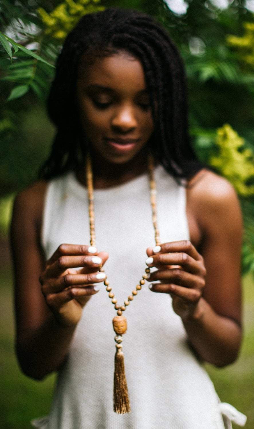 Grounding Earth Energy Mala Beads - Natural Stone Meditation Necklace for Stress Relief & Spiritual Balance | Perfect for Yoga, Reiki & Mindfulness Practice