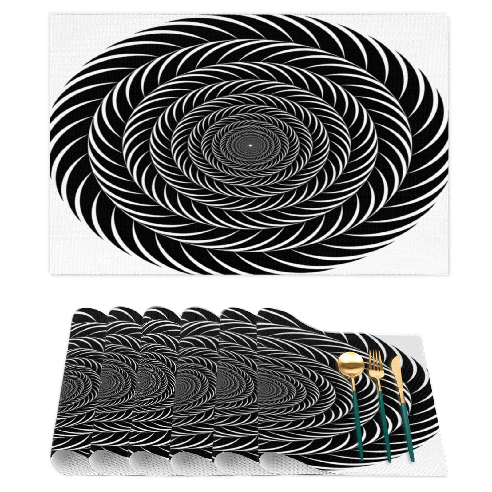 Modern Black PVC Woven Vinyl Placemats Set of 6 - Heat-Resistant, Stain-Resistant, Washable Table Mats for Kitchen & Dining - Perfect for Everyday Meals, Dinner Parties, and Home Decor