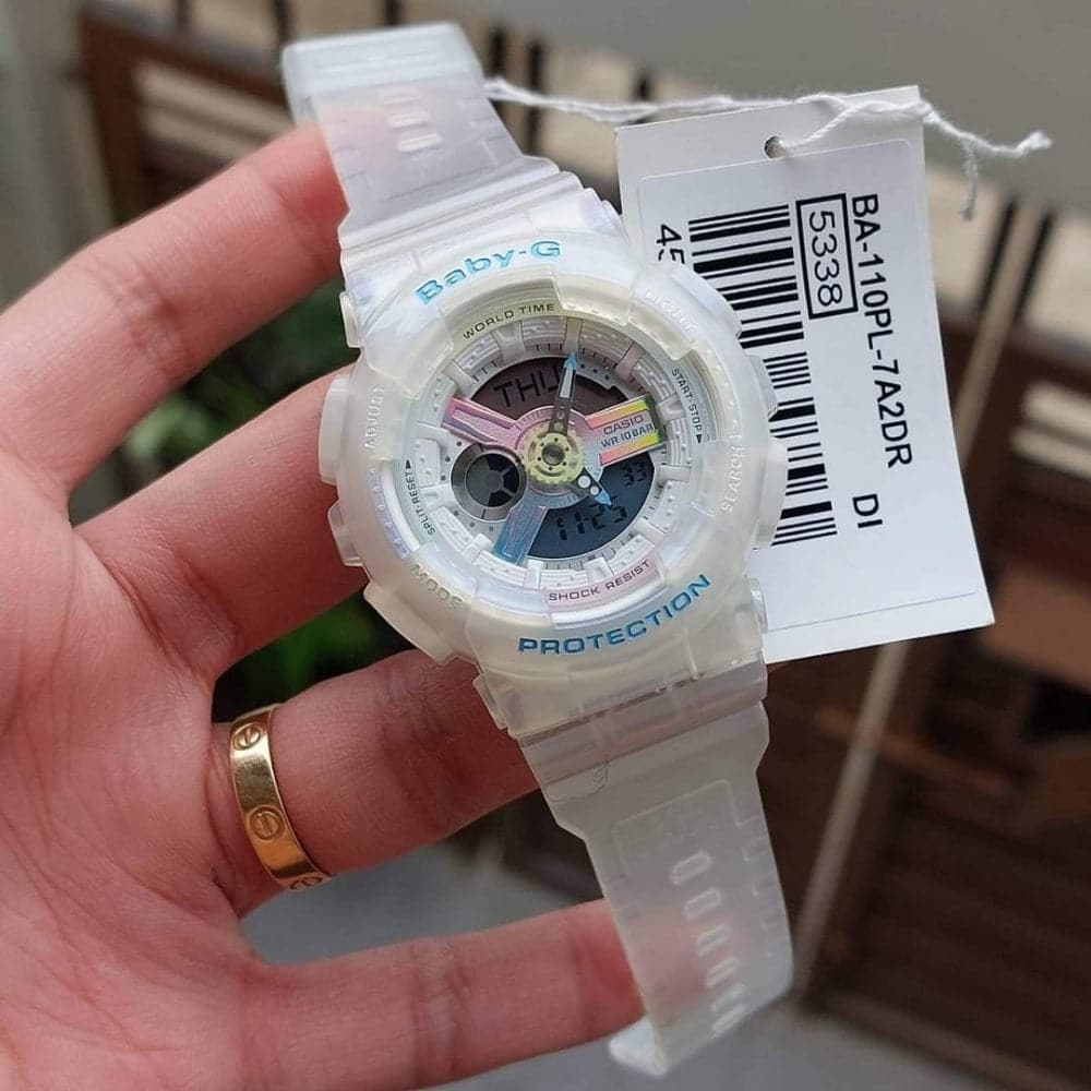 CASIO BABY-G BA-110PL-7A2DR Women's Digital Sports Watch with White Resin Band - Waterproof, Shock Resistant for Running, Swimming & Outdoor Activities