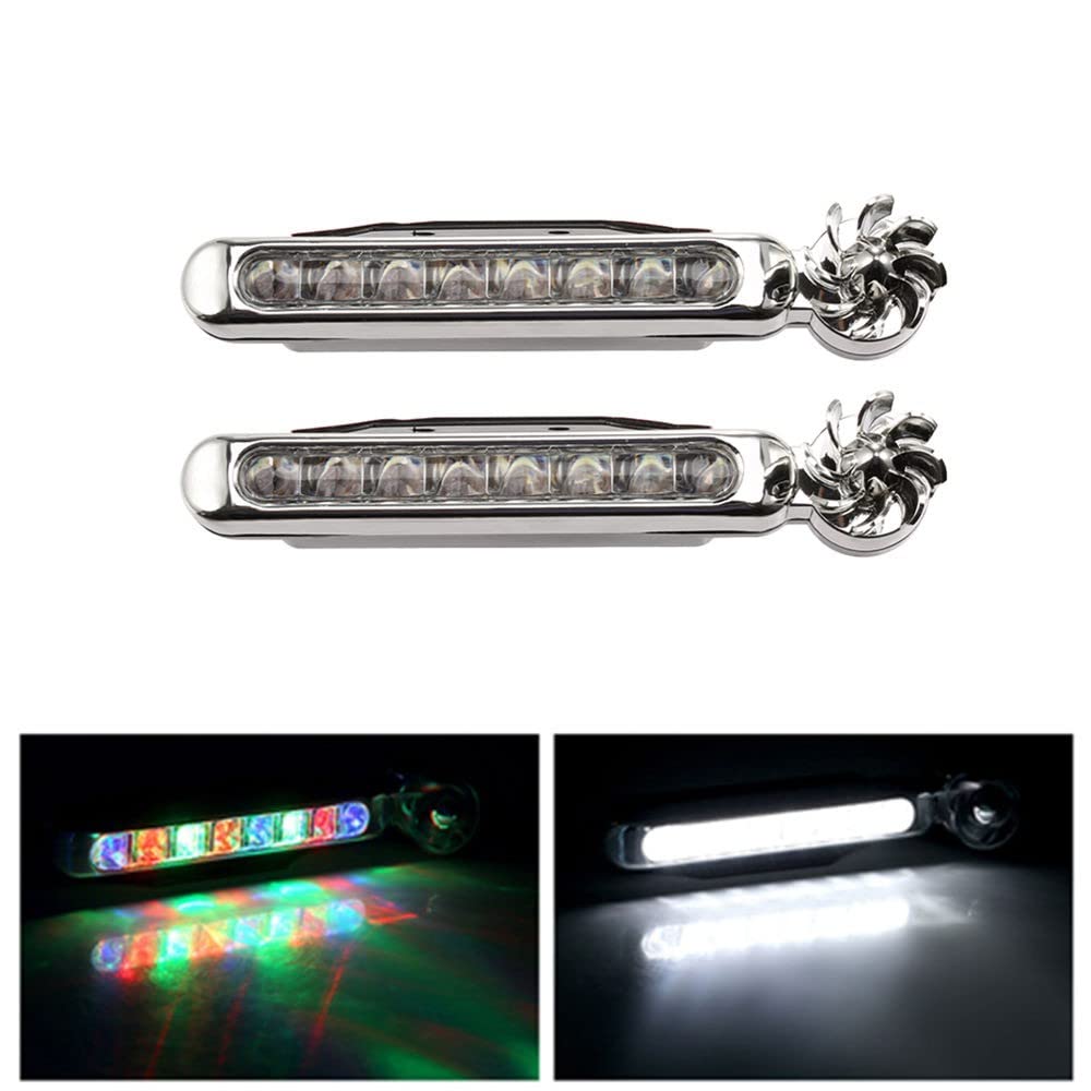 2Pcs LED Wind Power Car Lights - Waterproof Wind-Powered Vehicle Daytime Running Lights with Rotation Fan, No External Power Needed (White) - Perfect for Eco-Friendly Night Driving & Outdoor Decoration