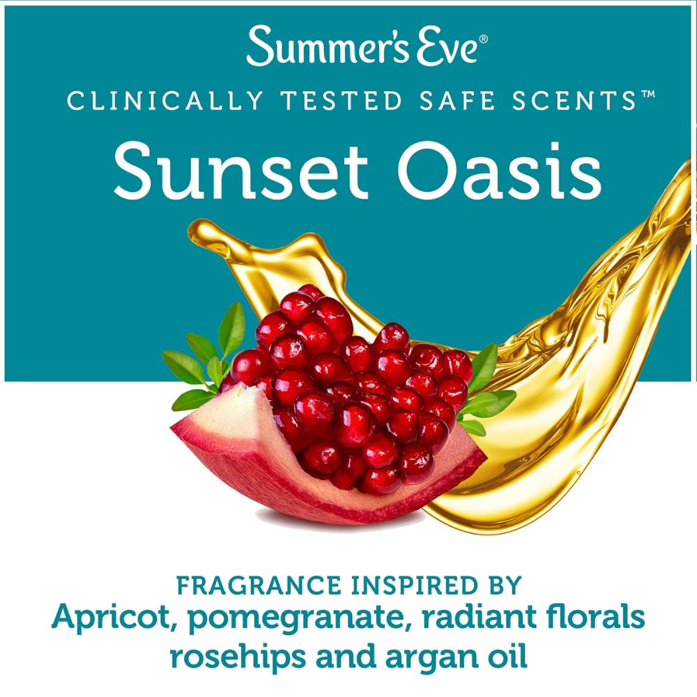 Summer's Eve Feminine Cleansing Wipes - Sunset Oasis Scent, 16 Count (Pack of 3) | 48 Total Cloths | pH Balanced for Intimate Hygiene | Perfect for Travel, Gym & Post-Workout Freshness