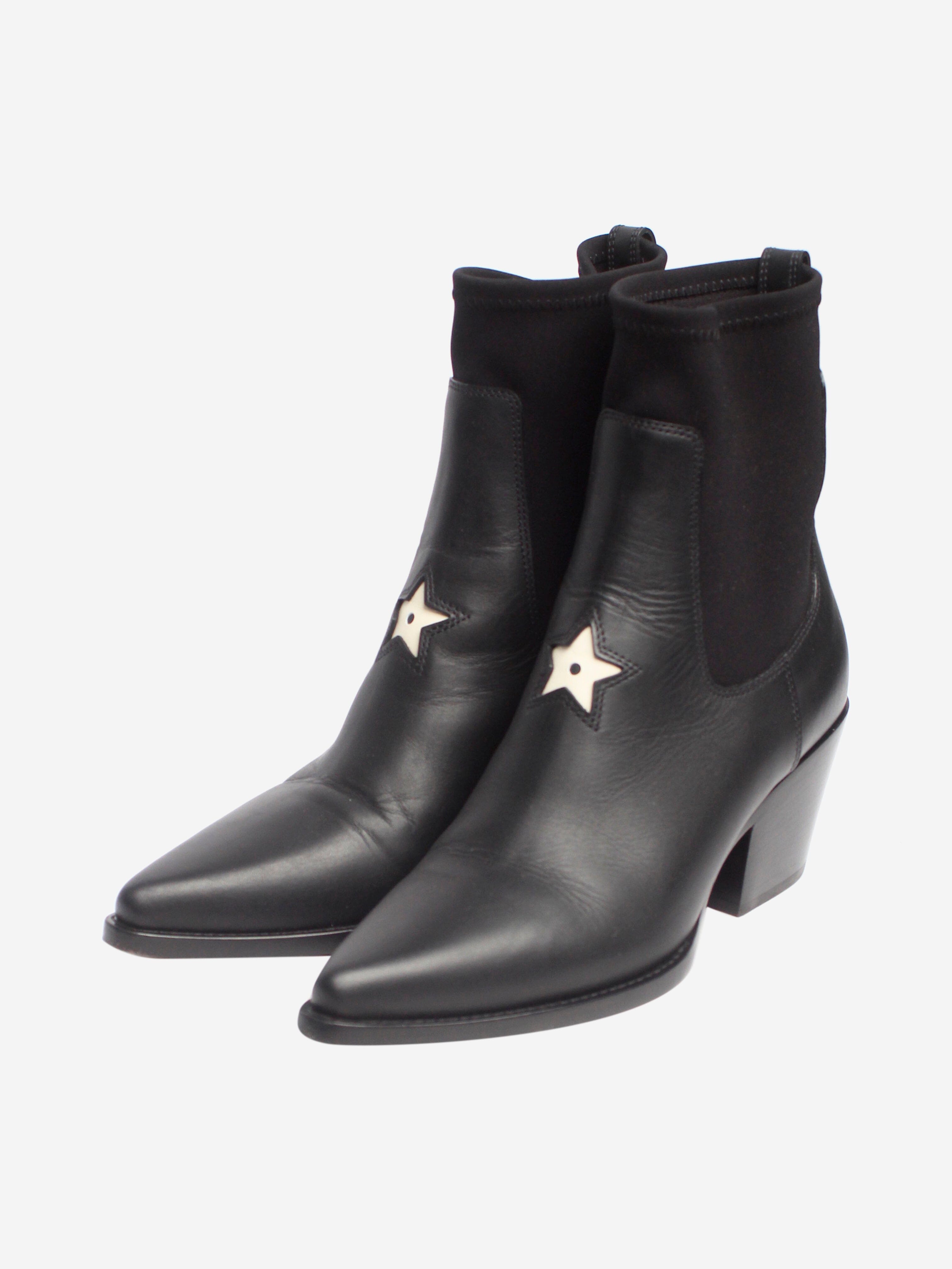 Stylish Black Leather Ankle Boots Women's Size EU 38 (US 8) - Perfect for Fall Fashion, Office Wear & Casual Outings