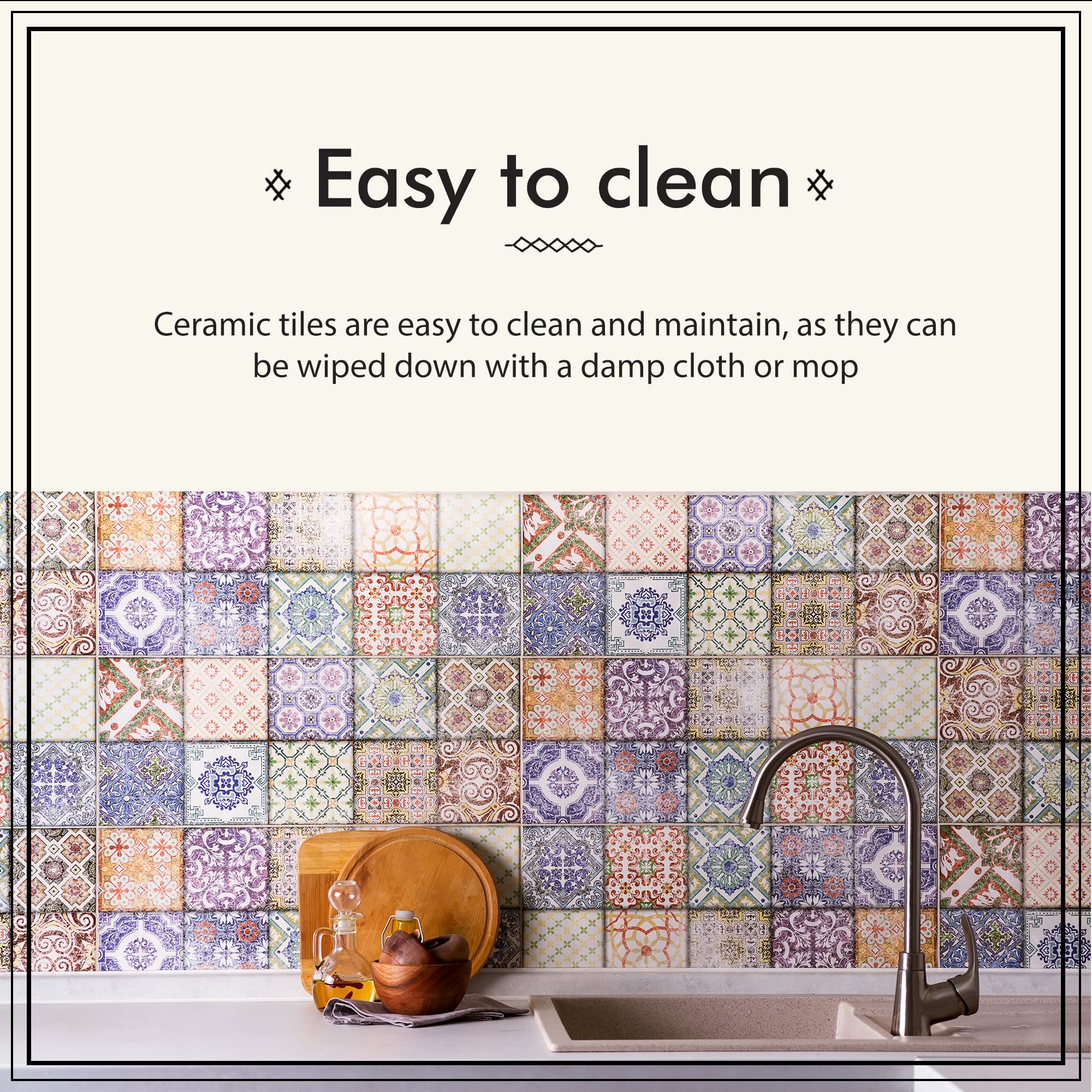 Casablanca Market MT002 Mediterranean Ceramic Azur Decorative Tile - Handmade Blue Mosaic Wall Tile for Kitchen Backsplash, Bathroom, and Outdoor Decor