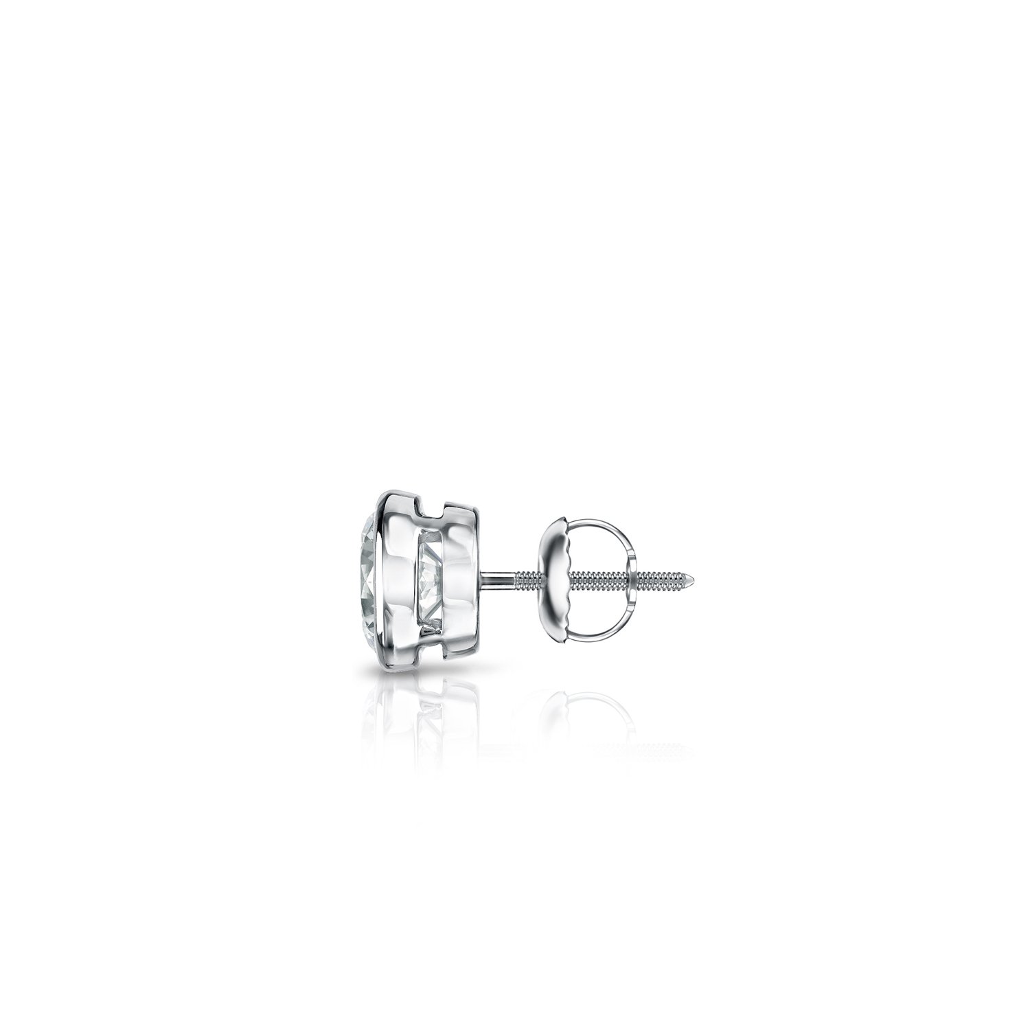 Platinum Round Single Diamond Stud Earrings (1/8 to 1cttw, J-K Color, I1-I2 Clarity) - Bezel-Set Screw Back Earrings for Women - Perfect for Everyday Wear, Special Occasions & Gift Giving