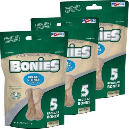 BONIES Natural Dental Chews for Dogs - Large 3 Pack (15 Bones) | Healthy Teeth Cleaning Treats for Medium & Large Breeds | Vet Recommended Dog Dental Sticks for Tartar Control & Fresh Breath
