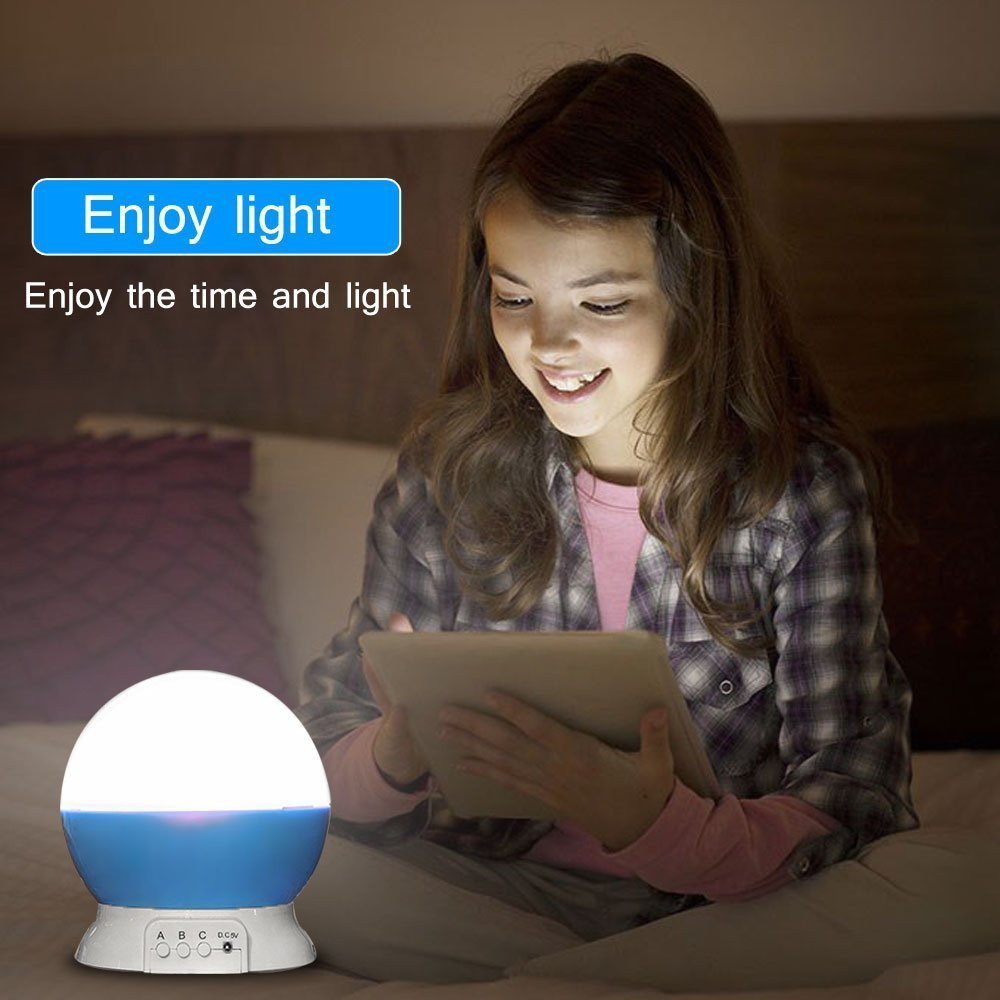 Sunnest Star Projector - 4 LED Bulbs 8 Modes Rotating Night Light for Kids & Baby Nursery with 3.2FT USB Cord | Perfect for Bedtime, Relaxation & Creating Soothing Sleep Environment