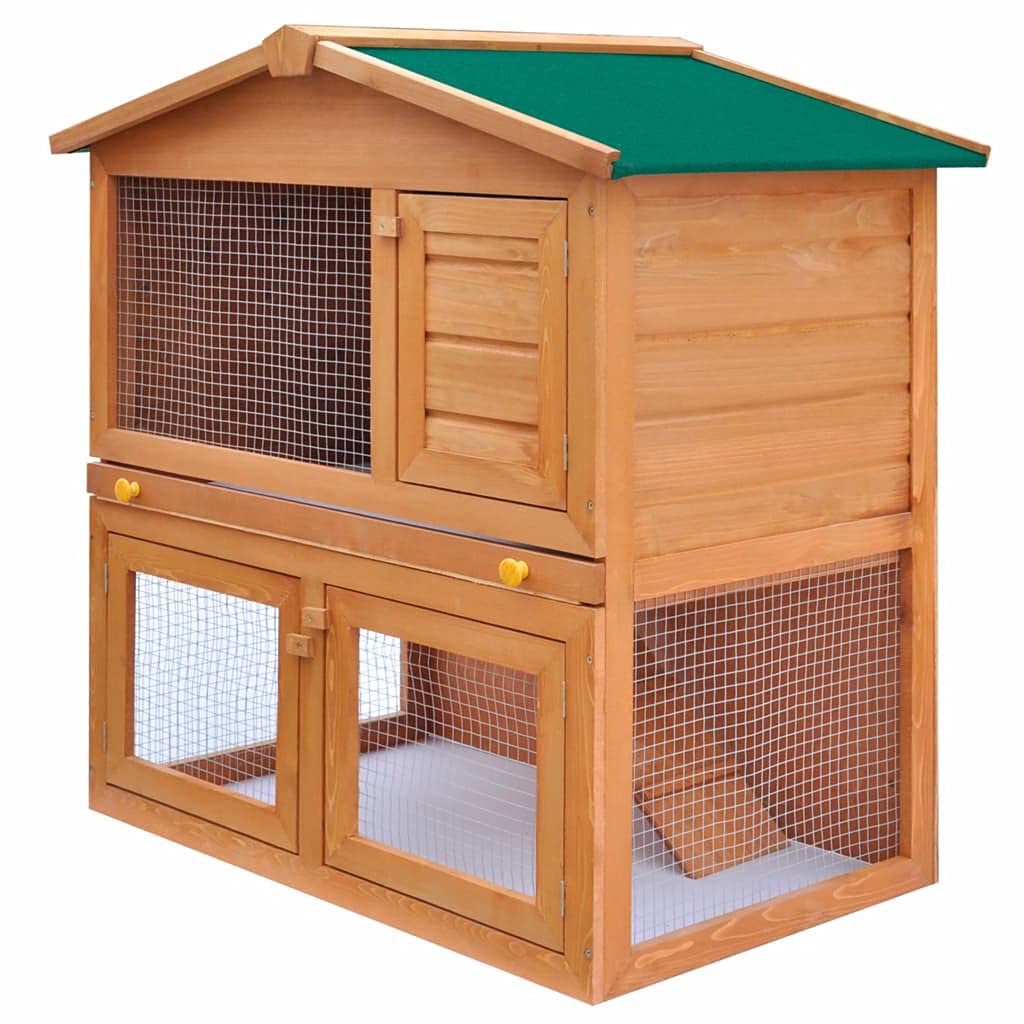 Aisifx Outdoor Rabbit Hutch - Wooden Small Animal House with 3 Doors - Durable Pet Cage for Rabbits, Guinea Pigs & Hamsters - Perfect for Backyard, Garden & Patio Use