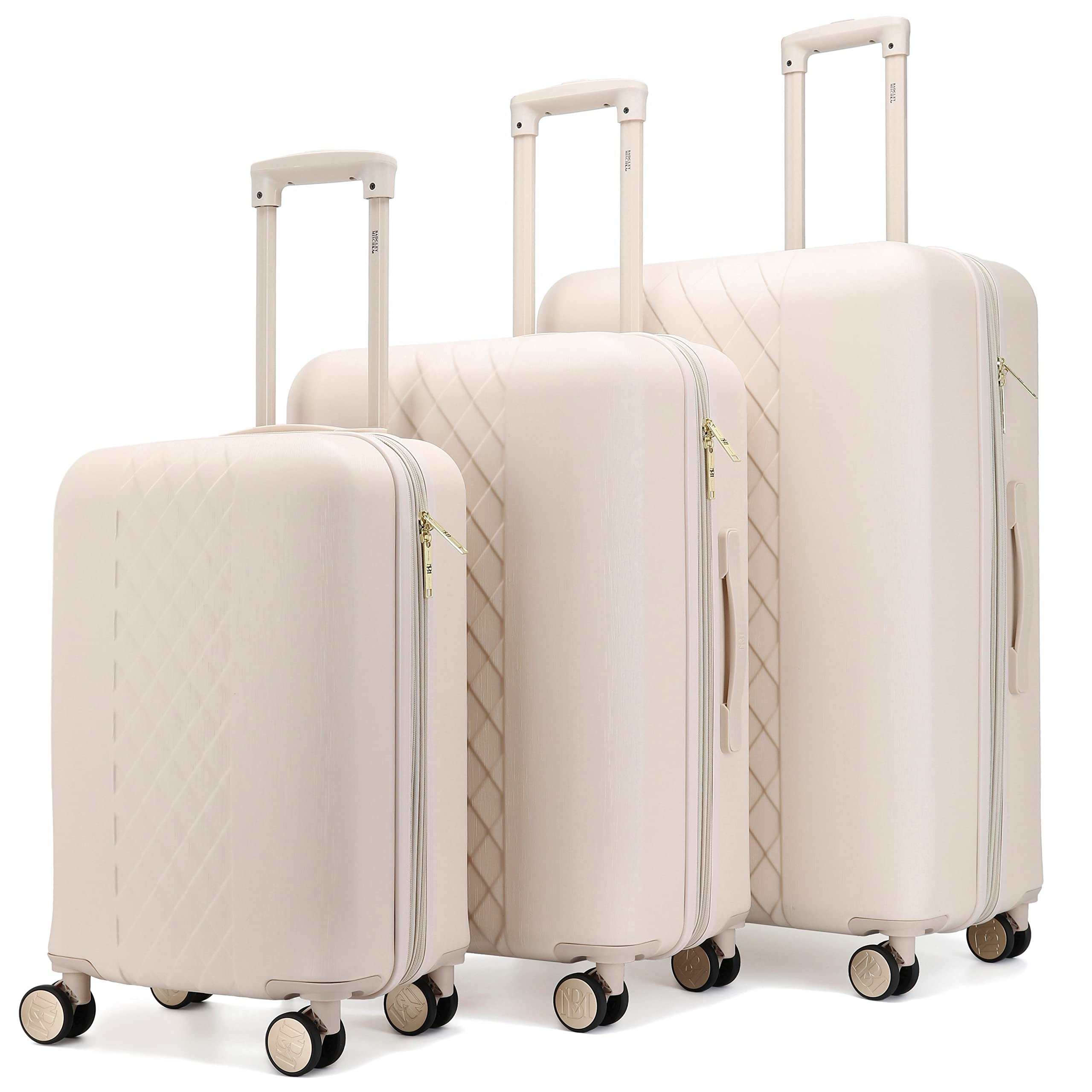Badgley Mischka Diamond 3-Piece Expandable Luxury Luggage Set (Champagne) - Premium Spinner Suitcase for Travel, Business Trips & Honeymoon - TSA Lock & Lightweight Design