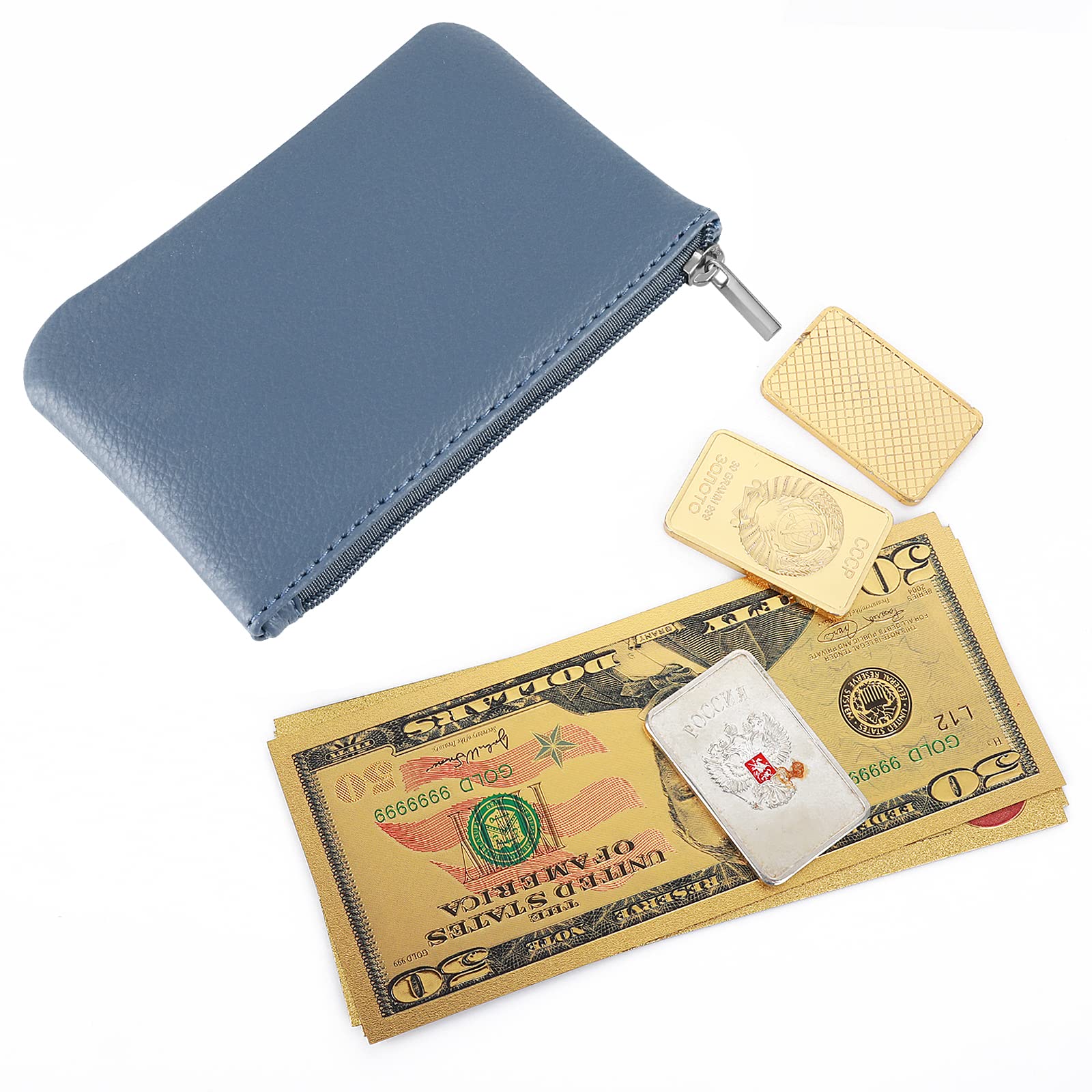 PU Lychee Pattern Zipper Coin Purse - Mini Portable Wallet for Women with Credit Card Slots, ID Holder & Keychain - Perfect for Organizing Coins, Cards, Keys & Lipstick (Blue) | Great for Travel, Shopping & Everyday Use