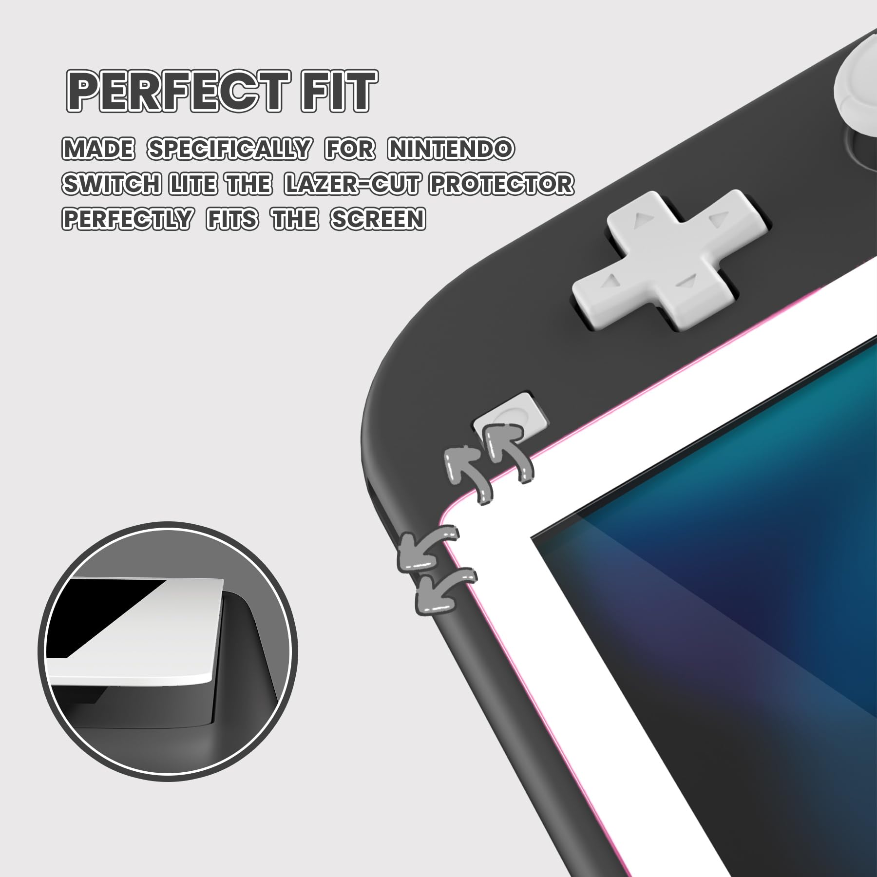 eXtremeRate 2-Pack Tempered Glass Screen Protector for Nintendo Switch Lite - Anti-Scratch, Anti-Fingerprint, Shatterproof, Bubble-Free (White) - Perfect for Gaming Protection and Travel Use