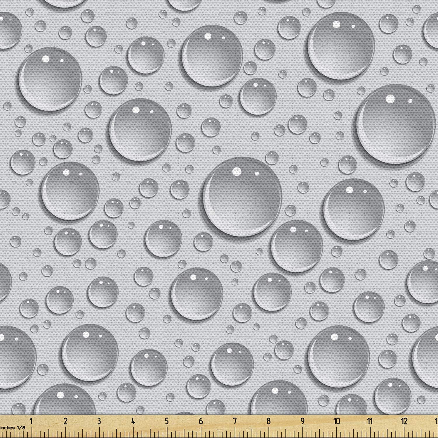 Ambesonne Grey Fabric by The Yard - Small & Large Bubbles Water Pattern, Monochrome Aquatic Raindrops Design for Upholstery, Curtains & Home Decor (5 Yards) | Perfect for DIY Projects, Sofa Covers & Decorative Pillows