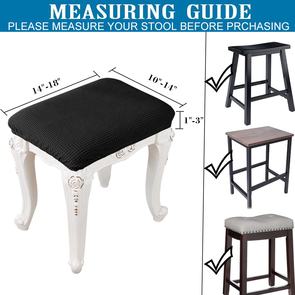 ANWUCHEN 4-Pack Elastic Rectangle Bar Stool Covers - Jacquard Stretchable Vanity & Counter Stool Slipcovers for Wooden/Metal Benches (Khaki) - Perfect for Kitchen, Dining Room, Bar & Home Decor