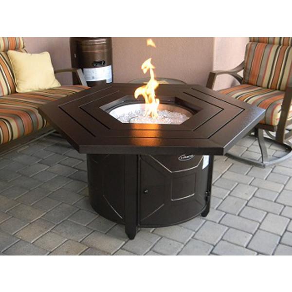 Hammered Bronze Hexagon Fire Pit - Outdoor Extruded Aluminum Fire Bowl for Patio, Backyard, and Camping