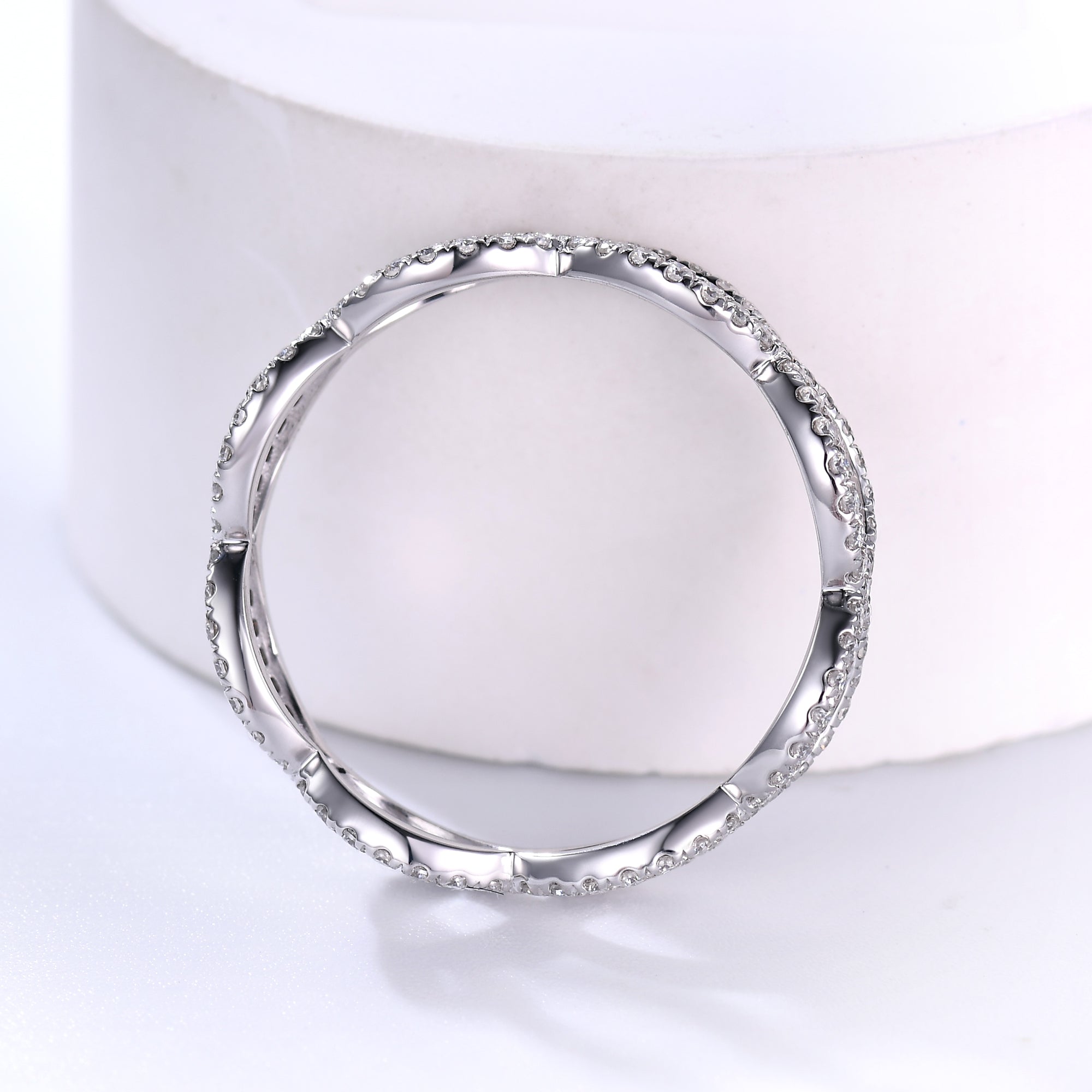 14K White Gold Moissanite Eternity Wedding Band for Women - Sparkling Diamond Alternative Engagement Ring, Perfect for Anniversaries & Special Occasions