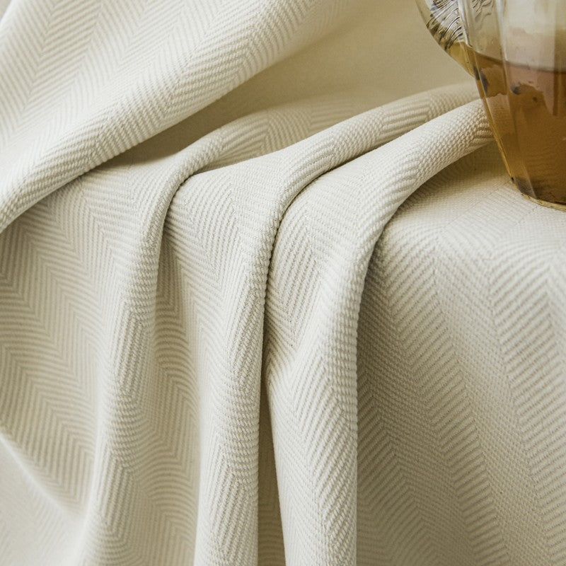 Premium Iris Cream Chenringbone Blackout Curtains - Custom Size Thermal Insulated Drapes for Bedroom & Living Room - Noise Reducing & Light Blocking Window Treatments