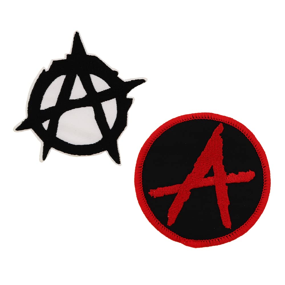 Anarchy Symbol Iron On Patch - Punk Goth Embroidered Emblem for Jackets, Vests & Backpacks - DIY Anarchism Logo Sew On Badge for Bikers & Rebels