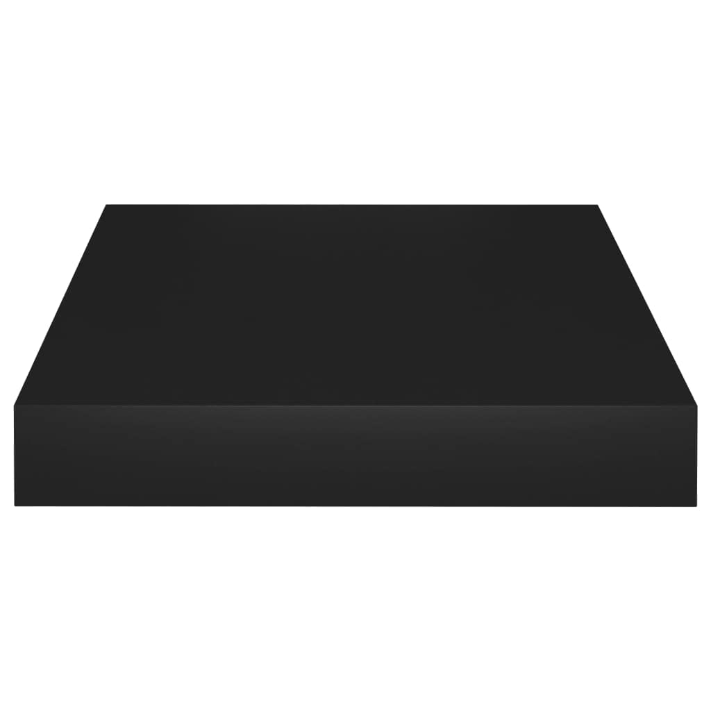 Modern Floating Wall Shelves Set of 2 - Black MDF Decorative Ledges (9.1