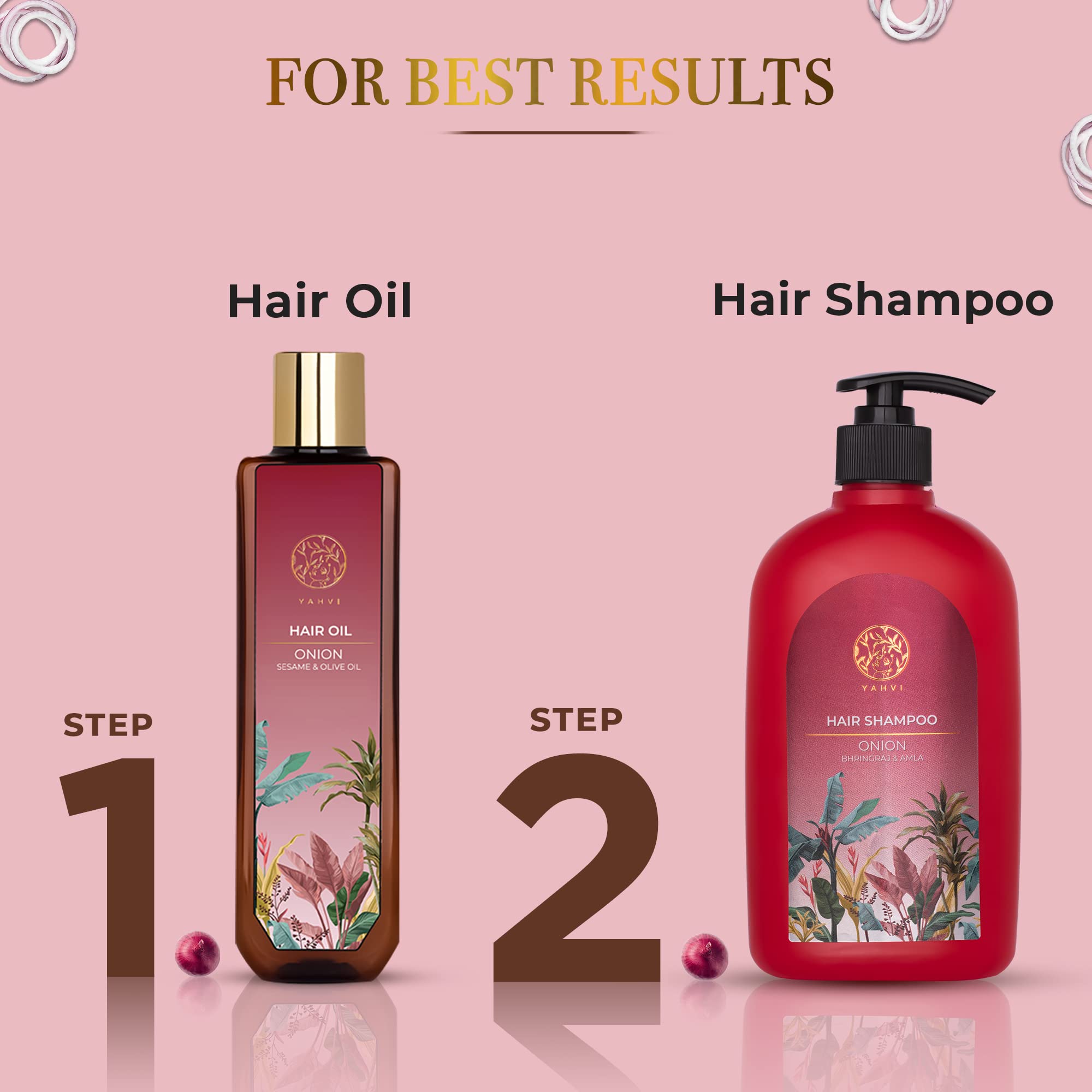 Yahvi Onion Enriched Hair Growth Oil with Sesame & Olive Oil | Anti Hair Fall Treatment for All Hair Types | Paraben-Free & Cruelty-Free | 200ml | Promotes Thicker, Stronger Hair for Daily Nourishment & Styling